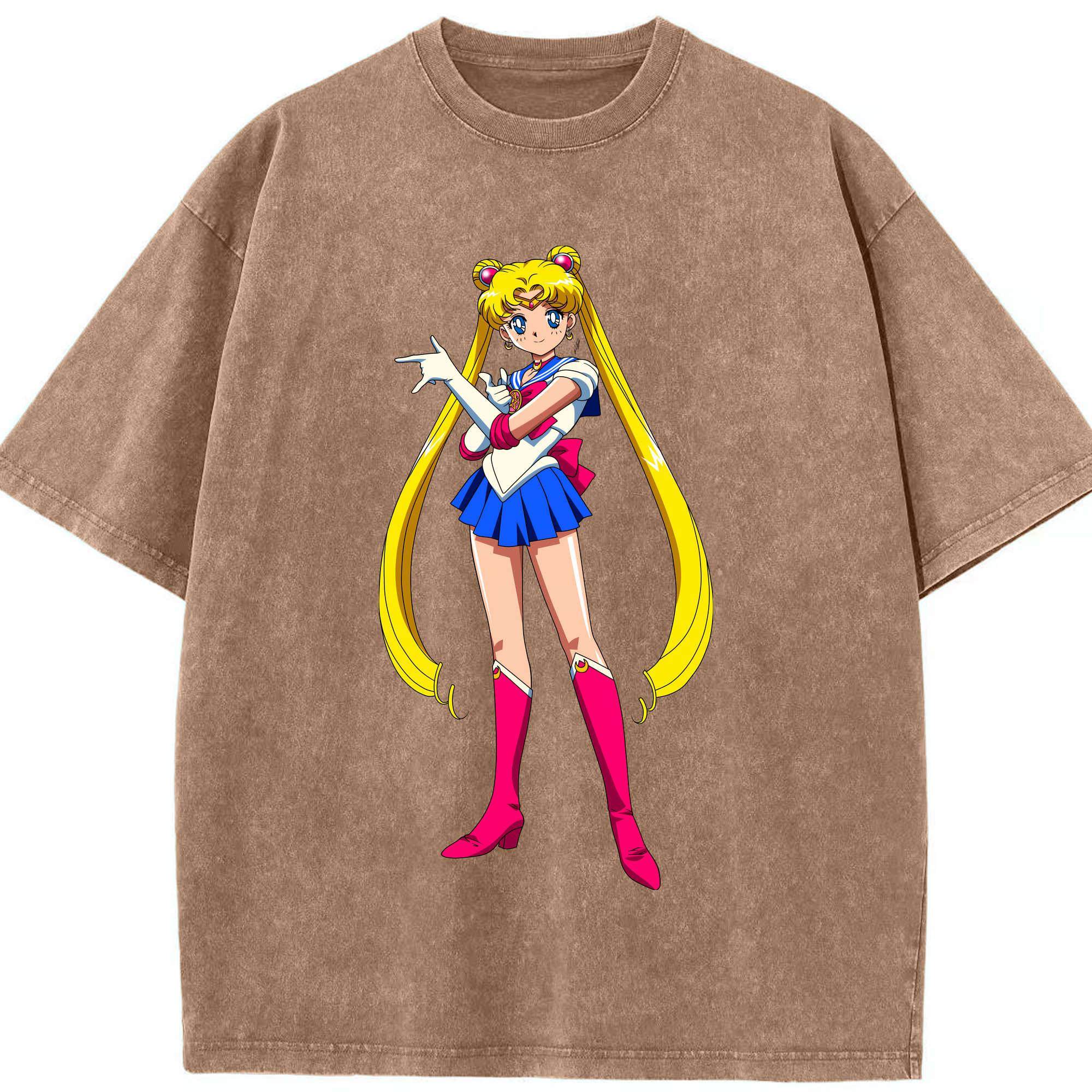 （画像用） 美少女戦士セーラームーン 月野 うさぎ つきの うさぎ Sailor Moon Tsukino Usagi 綿100% ヴィンテージ風 半袖Tシャツ（フロントプリント）