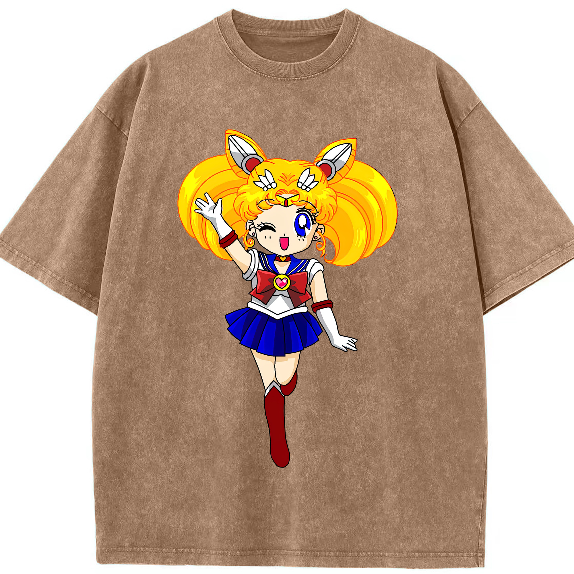 （画像用） 美少女戦士セーラームーン 月野 うさぎ つきの うさぎ Sailor Moon Tsukino Usagi 綿100% ヴィンテージ風 半袖Tシャツ（フロントプリント）