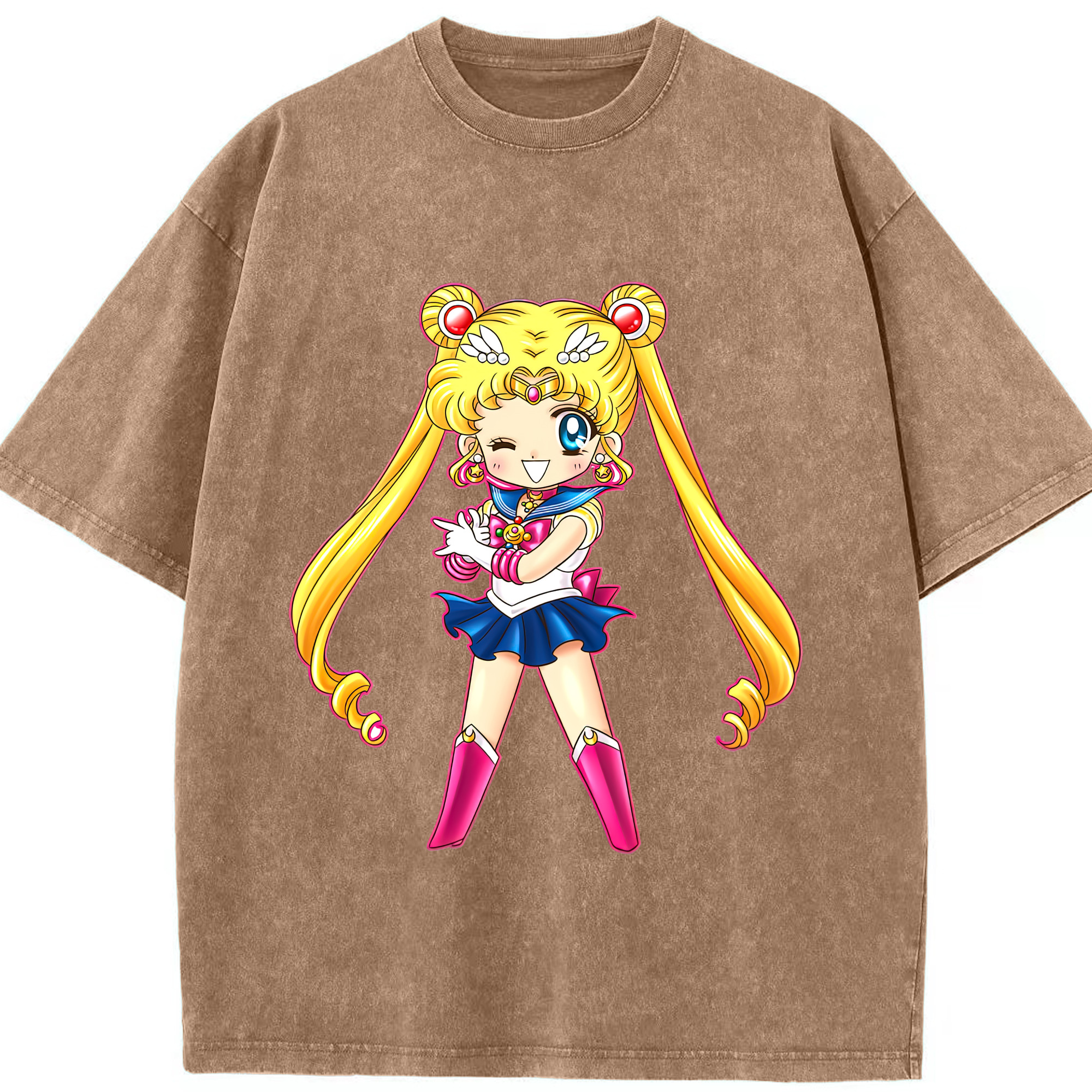 （画像用） 美少女戦士セーラームーン 月野 うさぎ つきの うさぎ Sailor Moon Tsukino Usagi 綿100% ヴィンテージ風 半袖Tシャツ（フロントプリント）