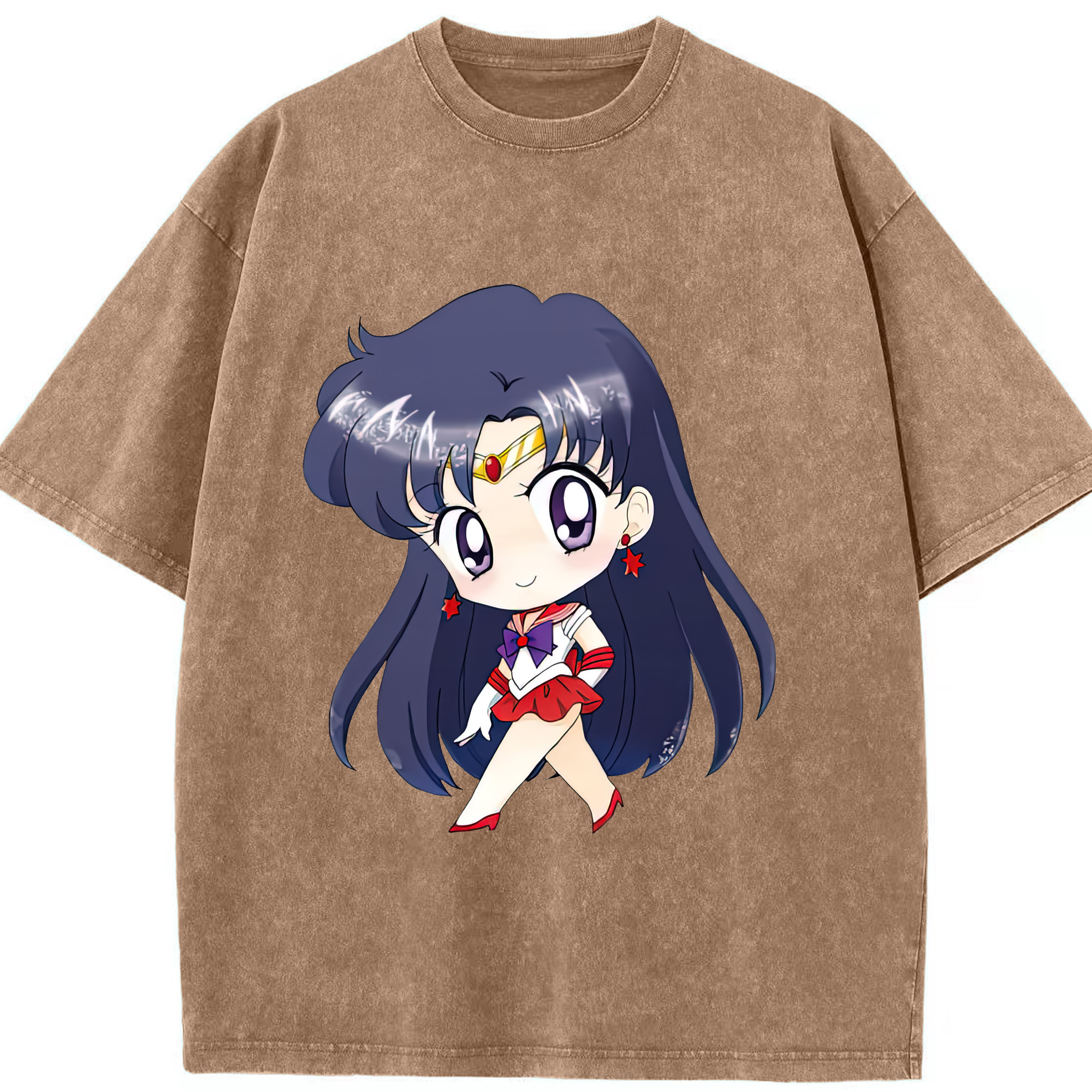 （画像用） 美少女戦士セーラームーン 火野レイ ひの レイ Sailor Moon Hino Rei （セーラーマーズ,Sailor Mars） 綿100% ヴィンテージ風 半袖Tシャツ（フロントプリント）