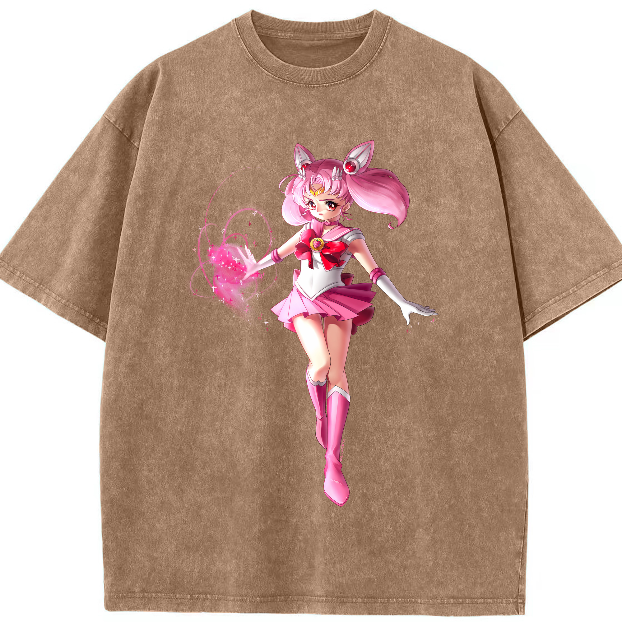 （画像用） 美少女戦士セーラームーン ちびうさ Sailor Moon Chibiusa Tsukino Usagi Small Lady Serenity 綿100% ヴィンテージ風 半袖Tシャツ（フロントプリント）