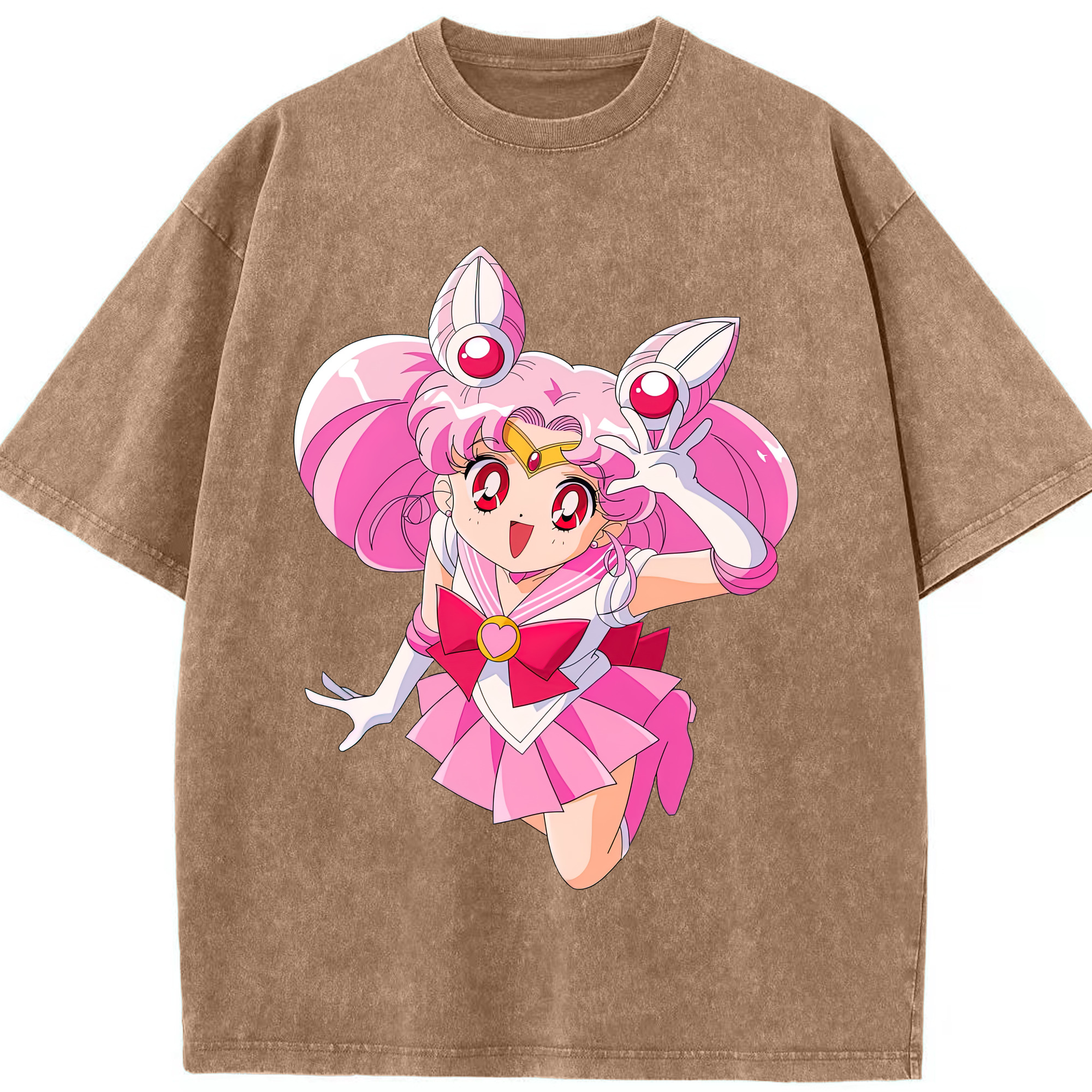 （画像用） 美少女戦士セーラームーン ちびうさ Sailor Moon Chibiusa Tsukino Usagi Small Lady Serenity 綿100% ヴィンテージ風 半袖Tシャツ（フロントプリント）