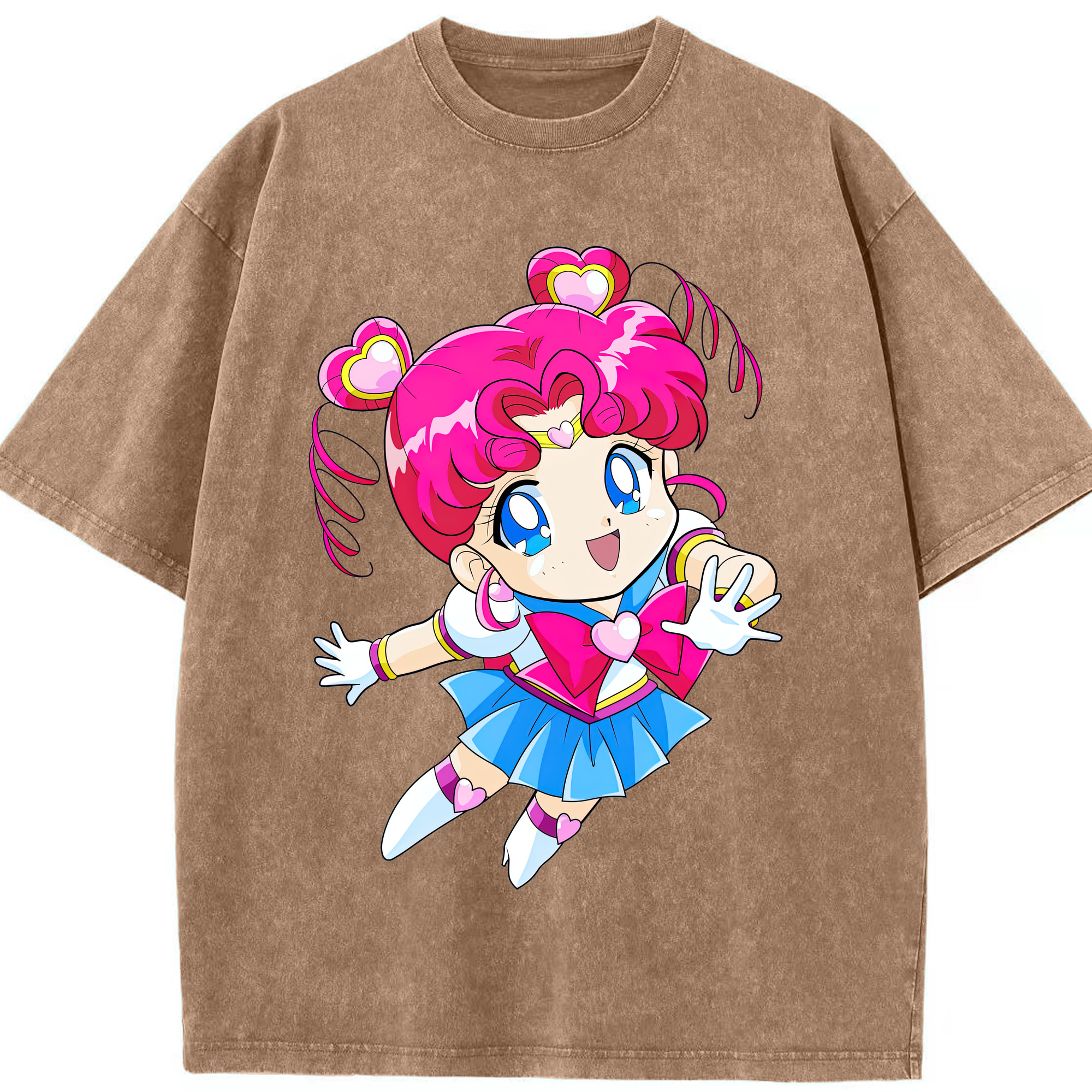 （画像用） 美少女戦士セーラームーン ちびうさ Sailor Moon Chibiusa Tsukino Usagi Small Lady Serenity 綿100% ヴィンテージ風 半袖Tシャツ（フロントプリント）