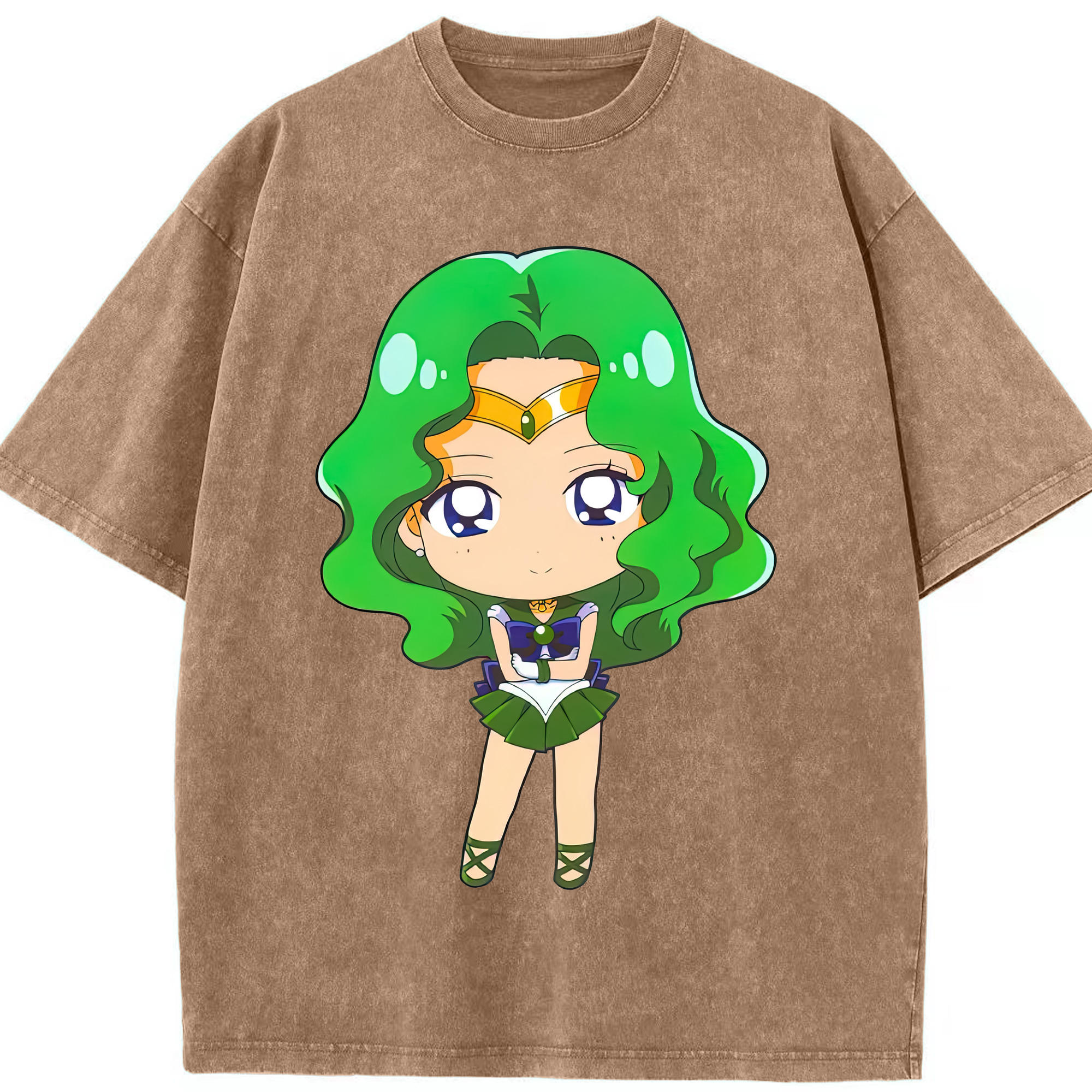 （画像用） 美少女戦士セーラームーン 海王 みちる（かいおう みちる） Sailor Moon Kaiou Michiru 綿100% ヴィンテージ風 半袖Tシャツ（フロントプリント）