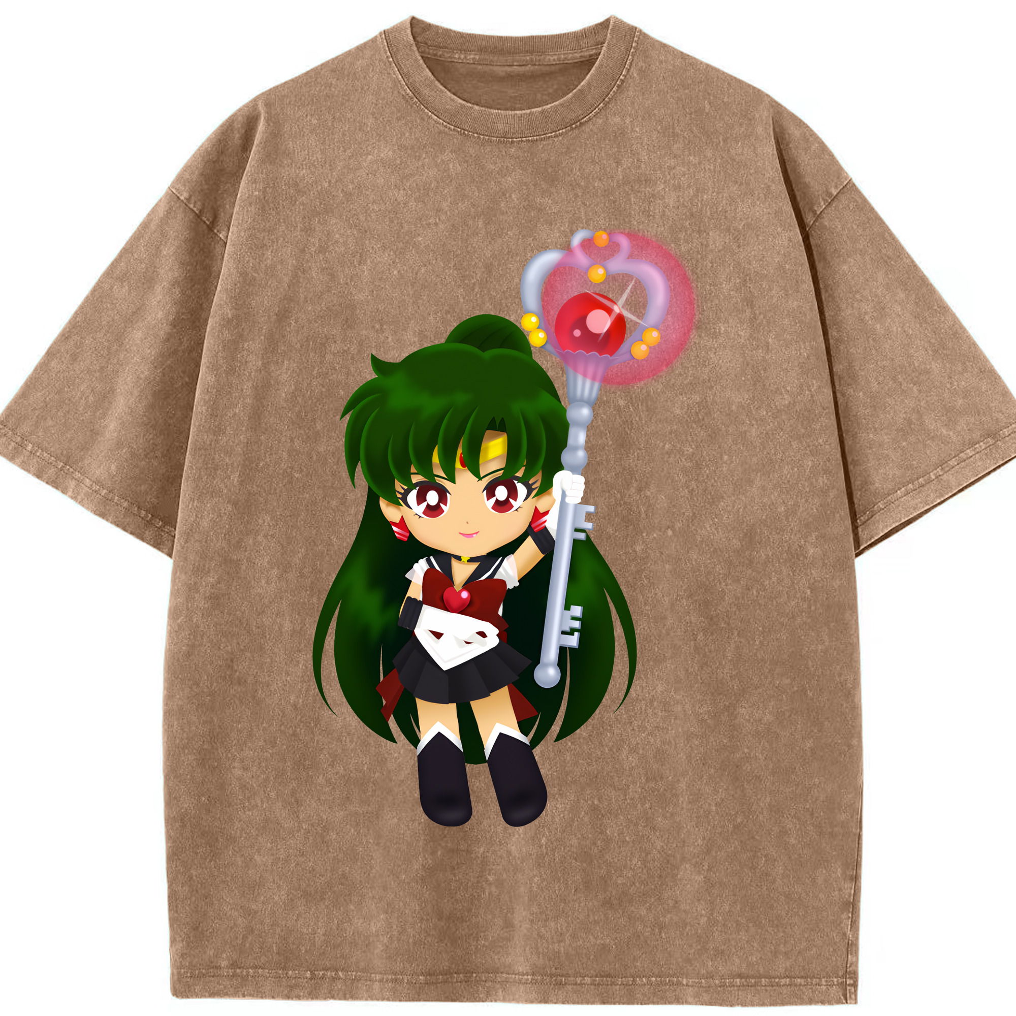 （画像用） 美少女戦士セーラームーン 冥王せつな Sailor Moon Meiou Setsuna 綿100% ヴィンテージ風 半袖Tシャツ（フロントプリント）