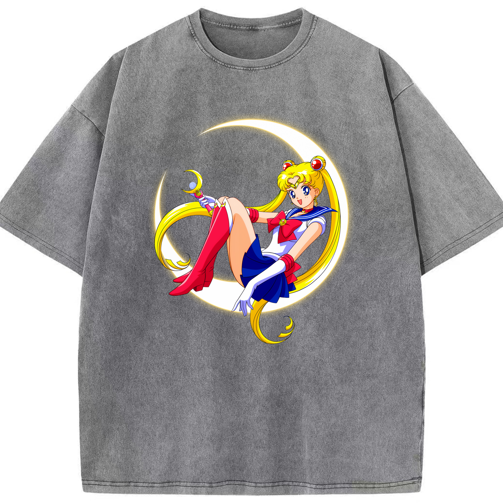 （画像用） 美少女戦士セーラームーン 月野 うさぎ つきの うさぎ Sailor Moon Tsukino Usagi 綿100% ヴィンテージ風 半袖Tシャツ（フロントプリント）
