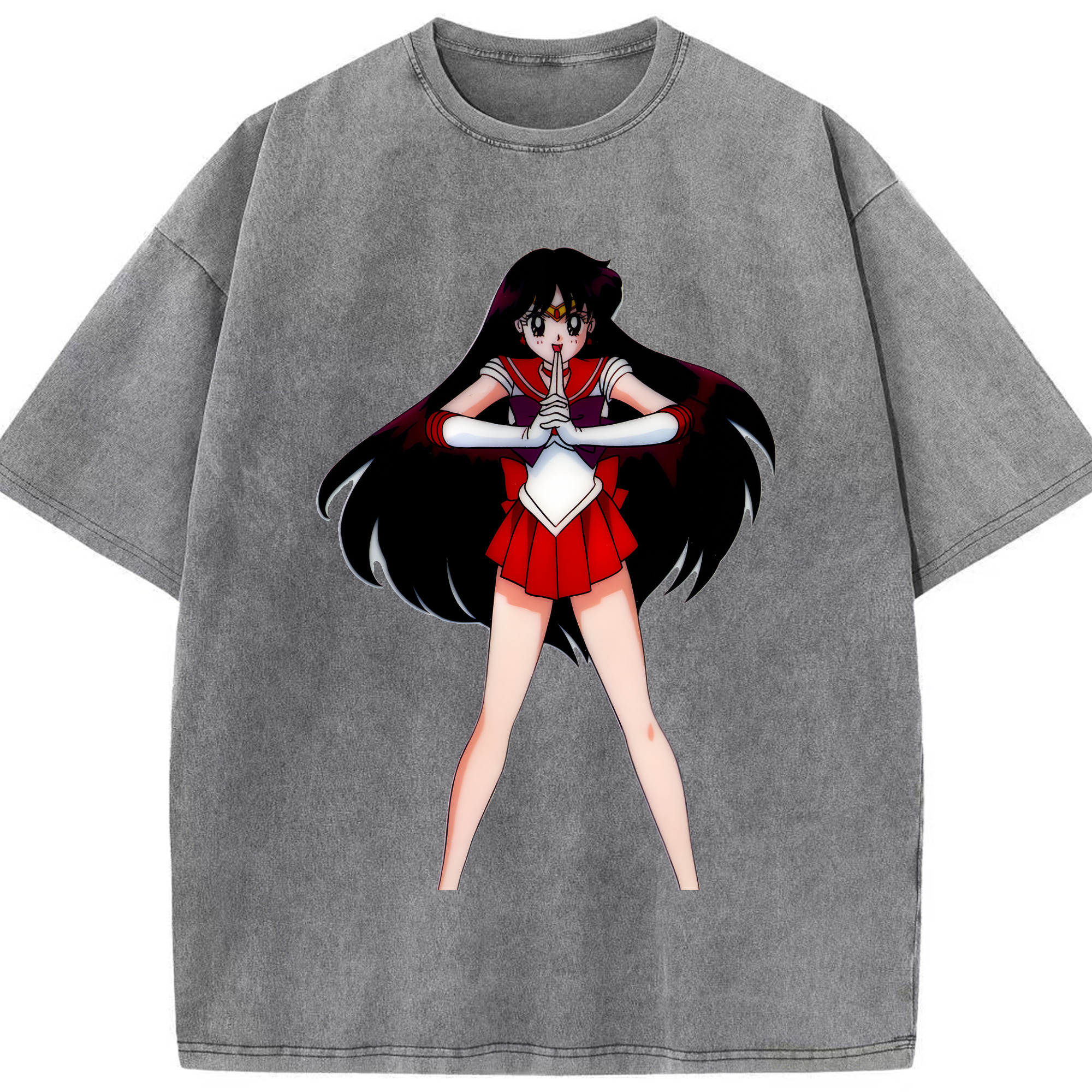 （画像用） 美少女戦士セーラームーン 火野レイ ひの レイ Sailor Moon Hino Rei （セーラーマーズ,Sailor Mars） 綿100% ヴィンテージ風 半袖Tシャツ（フロントプリント）