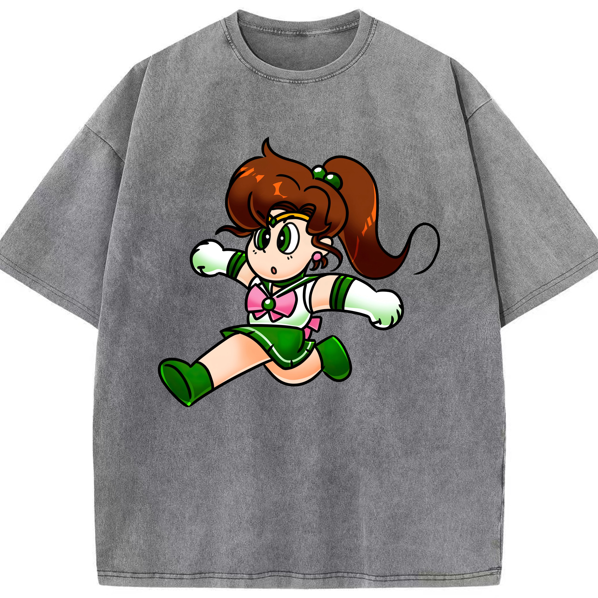（画像用） 美少女戦士セーラームーン 木野 まこと きの まこと Sailor Moon Kino Makoto （セーラージュピター；Sailor Jupiter） 綿100% ヴィンテージ風 半袖Tシャツ（フロントプリント）