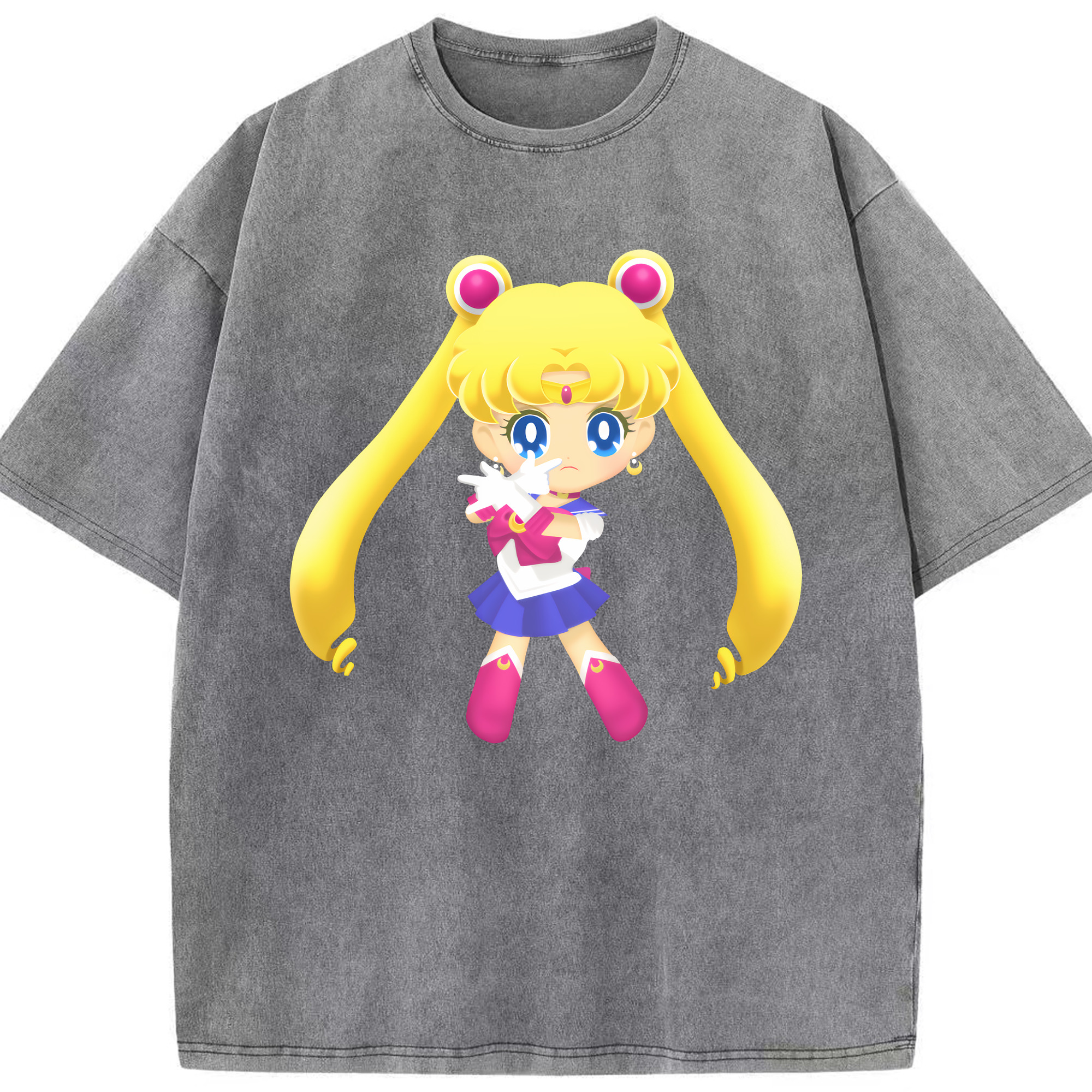 （画像用） 美少女戦士セーラームーン 月野 うさぎ つきの うさぎ Sailor Moon Tsukino Usagi 綿100% ヴィンテージ風 半袖Tシャツ（フロントプリント）