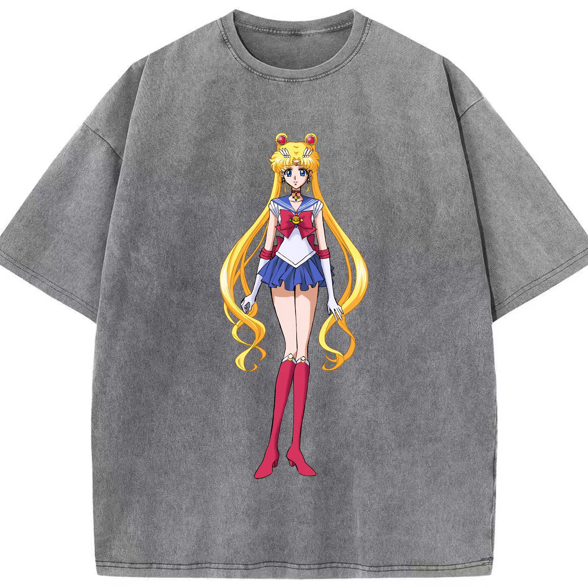 （画像用） 美少女戦士セーラームーン 月野 うさぎ つきの うさぎ Sailor Moon Tsukino Usagi 綿100% ヴィンテージ風 半袖Tシャツ（フロントプリント）