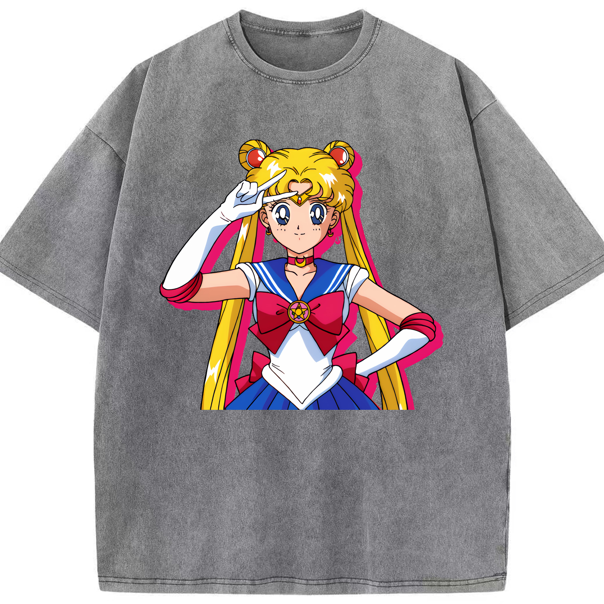（画像用） 美少女戦士セーラームーン 月野 うさぎ つきの うさぎ Sailor Moon Tsukino Usagi 綿100% ヴィンテージ風 半袖Tシャツ（フロントプリント）