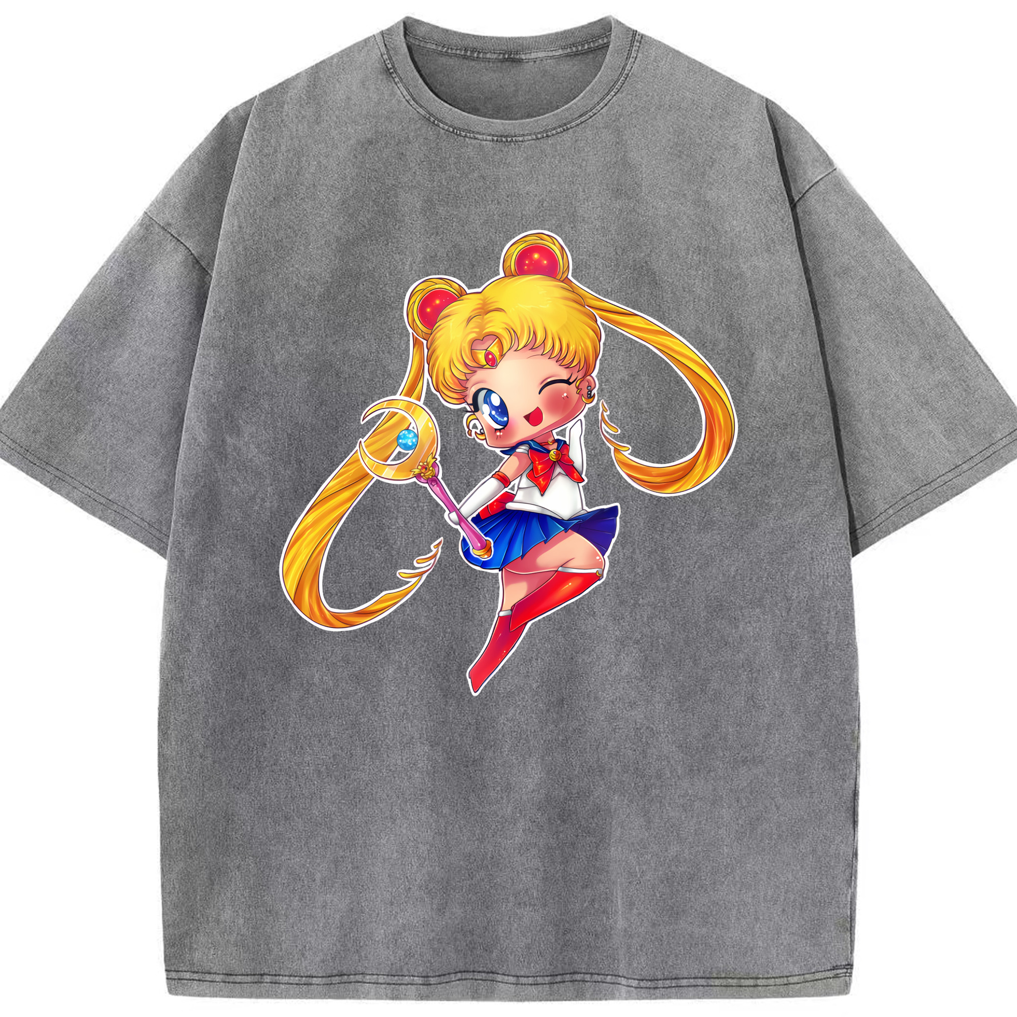 （画像用） 美少女戦士セーラームーン 月野 うさぎ つきの うさぎ Sailor Moon Tsukino Usagi 綿100% ヴィンテージ風 半袖Tシャツ（フロントプリント）