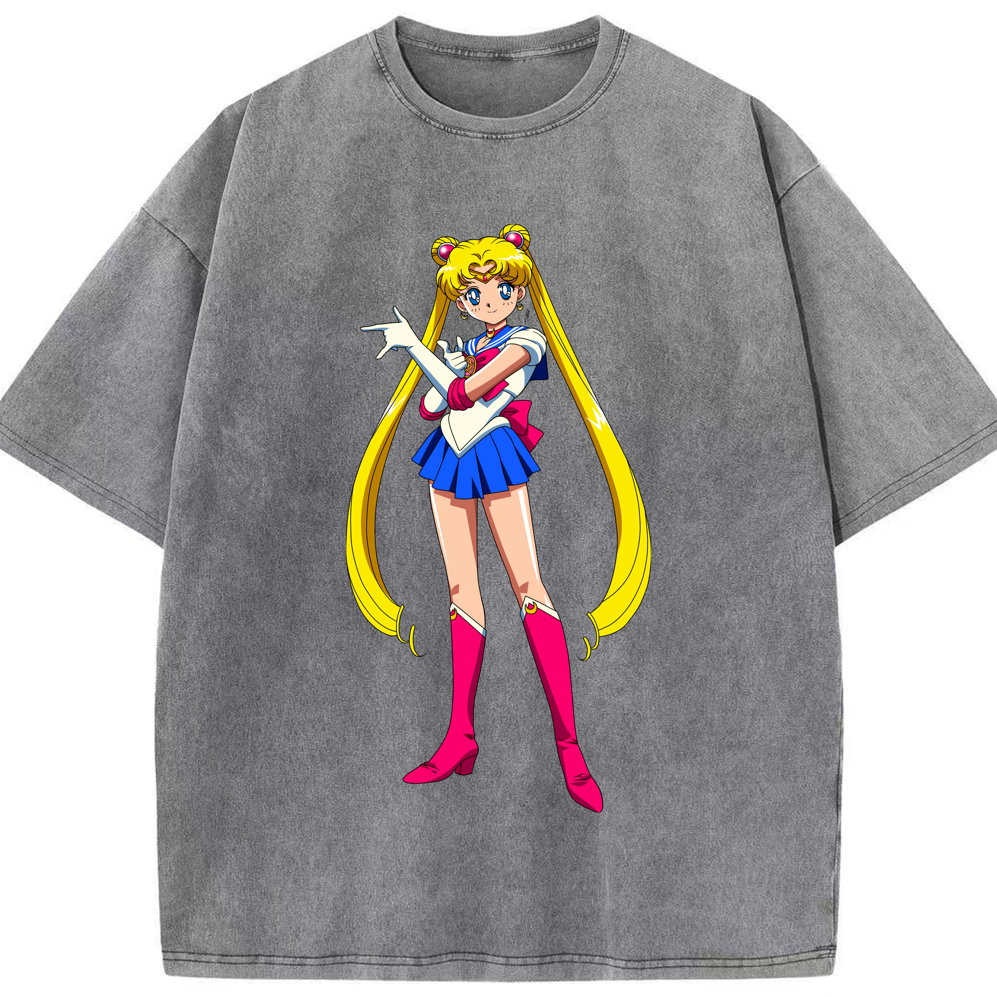 （画像用） 美少女戦士セーラームーン 月野 うさぎ つきの うさぎ Sailor Moon Tsukino Usagi 綿100% ヴィンテージ風 半袖Tシャツ（フロントプリント）