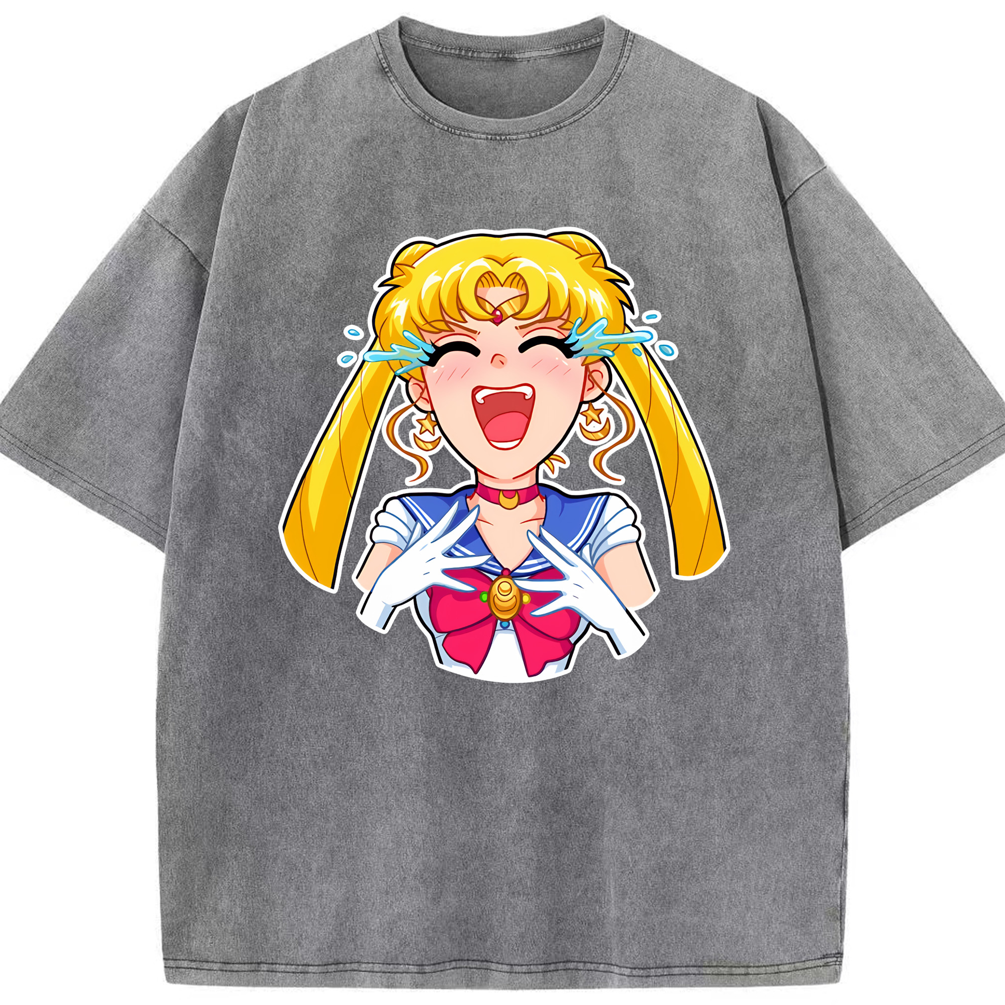 （画像用） 美少女戦士セーラームーン 月野 うさぎ つきの うさぎ Sailor Moon Tsukino Usagi 綿100% ヴィンテージ風 半袖Tシャツ（フロントプリント）