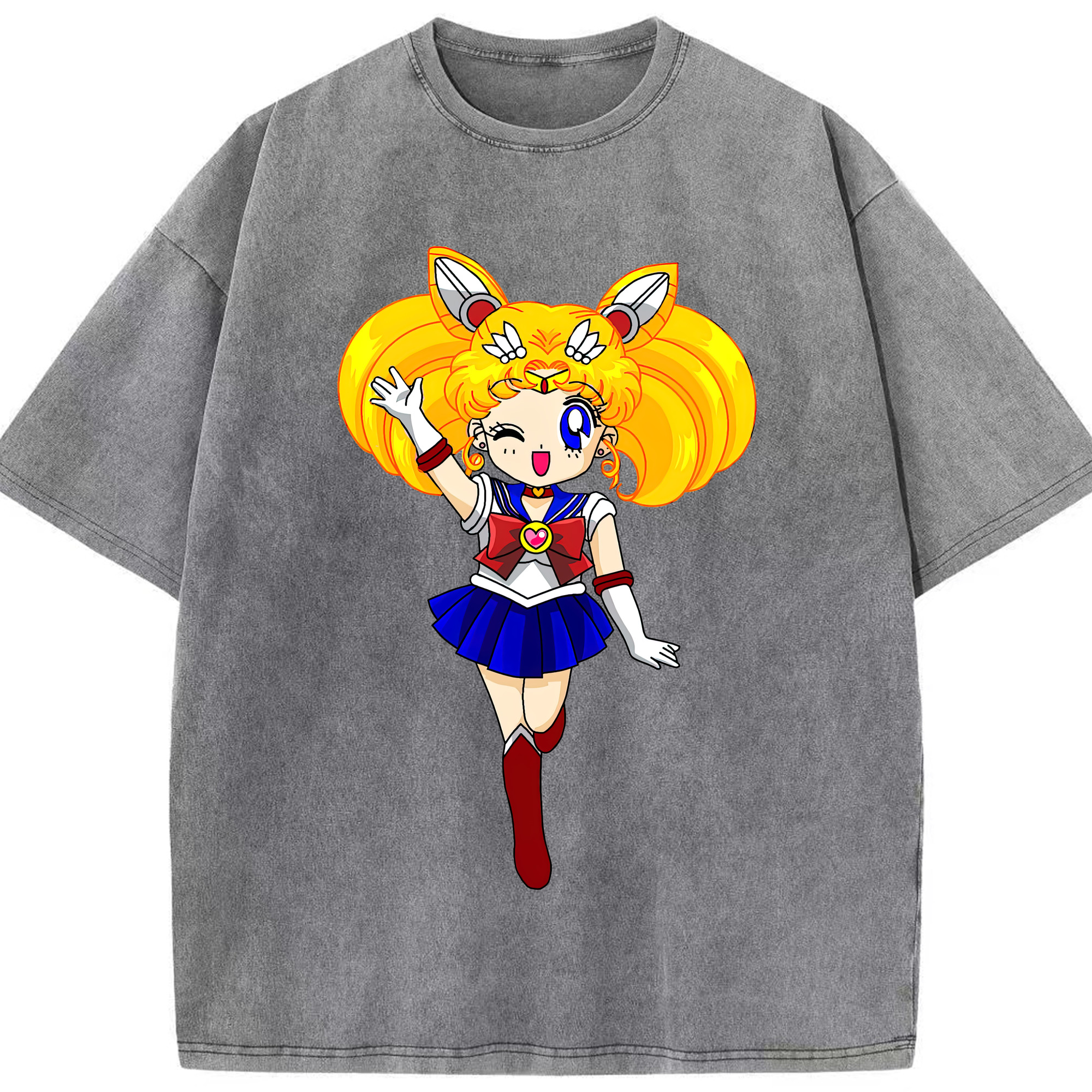 （画像用） 美少女戦士セーラームーン 月野 うさぎ つきの うさぎ Sailor Moon Tsukino Usagi 綿100% ヴィンテージ風 半袖Tシャツ（フロントプリント）