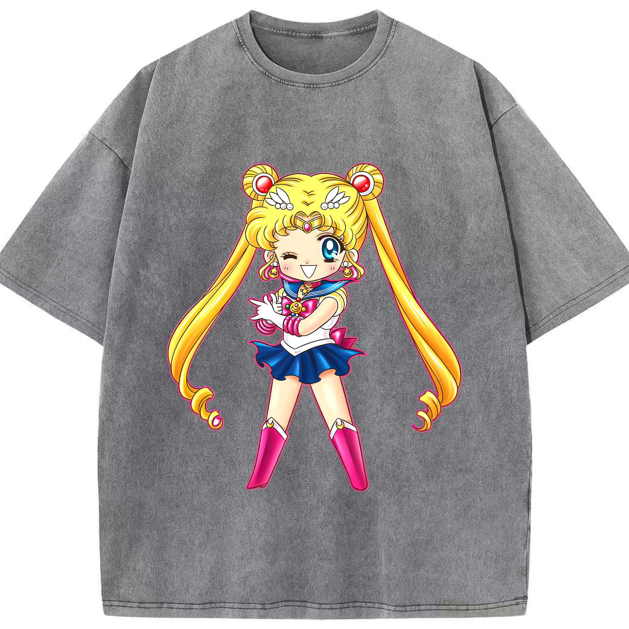 （画像用） 美少女戦士セーラームーン 月野 うさぎ つきの うさぎ Sailor Moon Tsukino Usagi 綿100% ヴィンテージ風 半袖Tシャツ（フロントプリント）