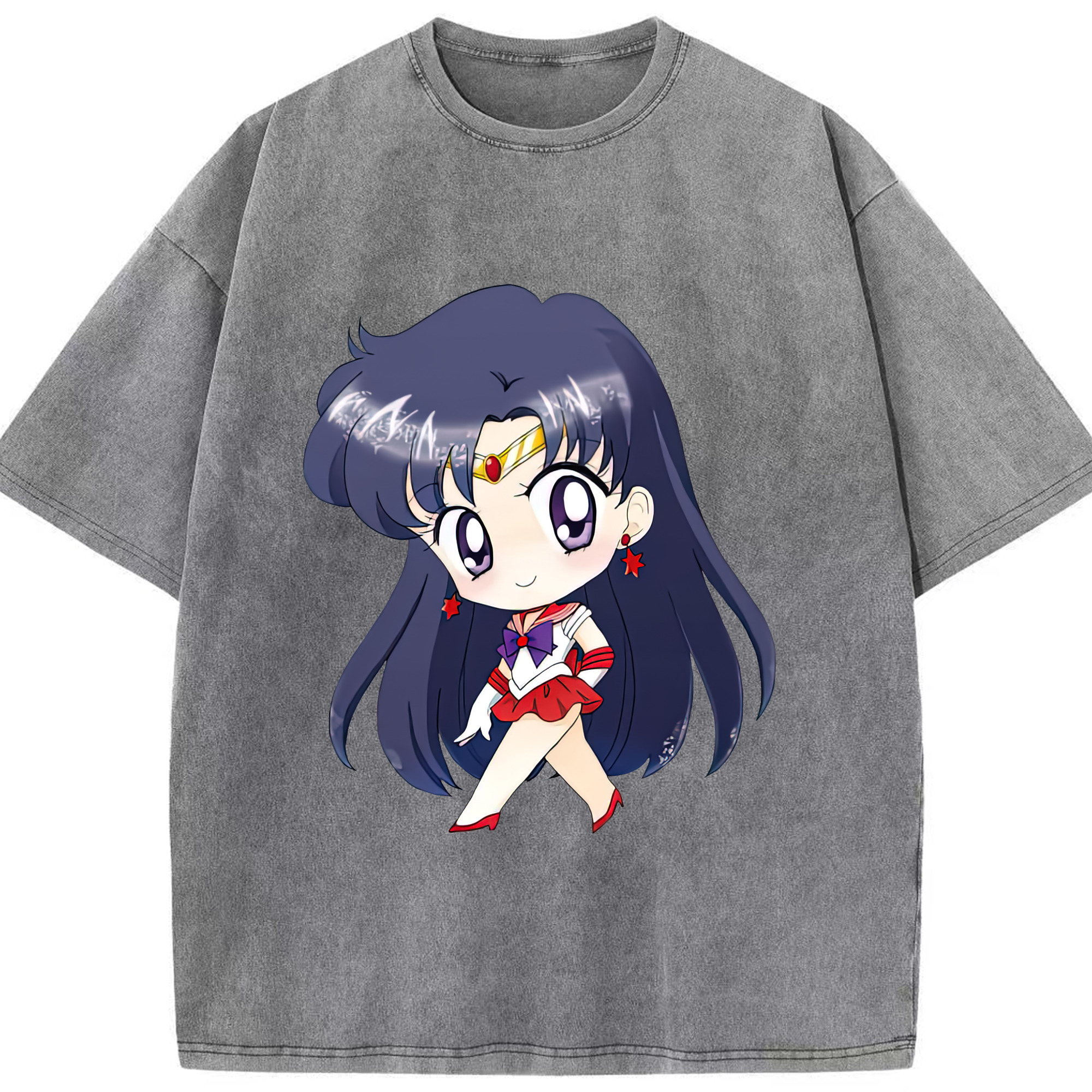 （画像用） 美少女戦士セーラームーン 火野レイ ひの レイ Sailor Moon Hino Rei （セーラーマーズ,Sailor Mars） 綿100% ヴィンテージ風 半袖Tシャツ（フロントプリント）