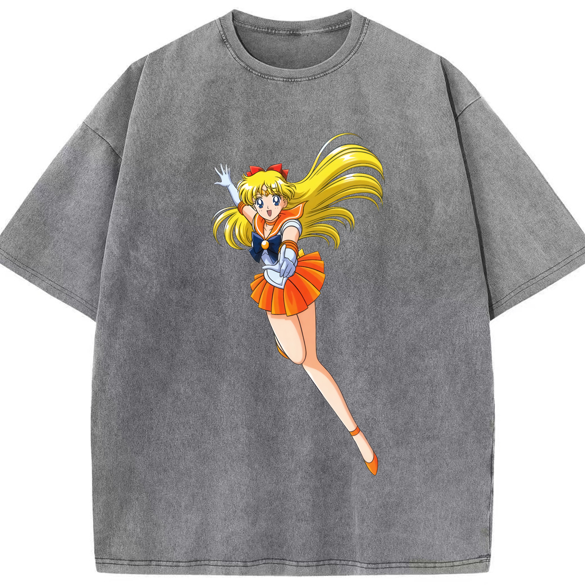 （画像用） 美少女戦士セーラームーン 愛野 美奈子 あいの みなこ Sailor Moon Aino Minako 綿100% ヴィンテージ風 半袖Tシャツ（フロントプリント）