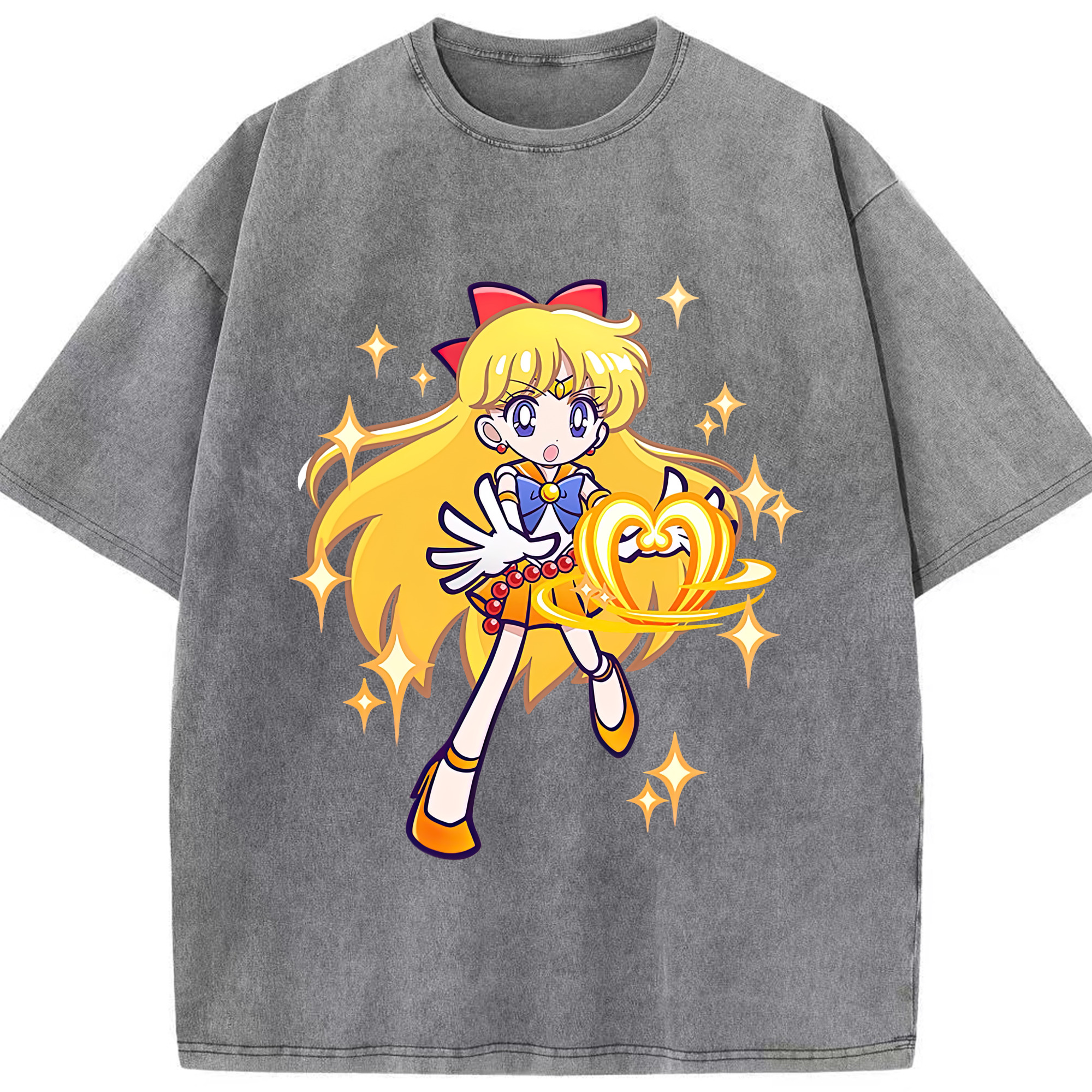 （画像用） 美少女戦士セーラームーン 愛野 美奈子 あいの みなこ Sailor Moon Aino Minako 綿100% ヴィンテージ風 半袖Tシャツ（フロントプリント）