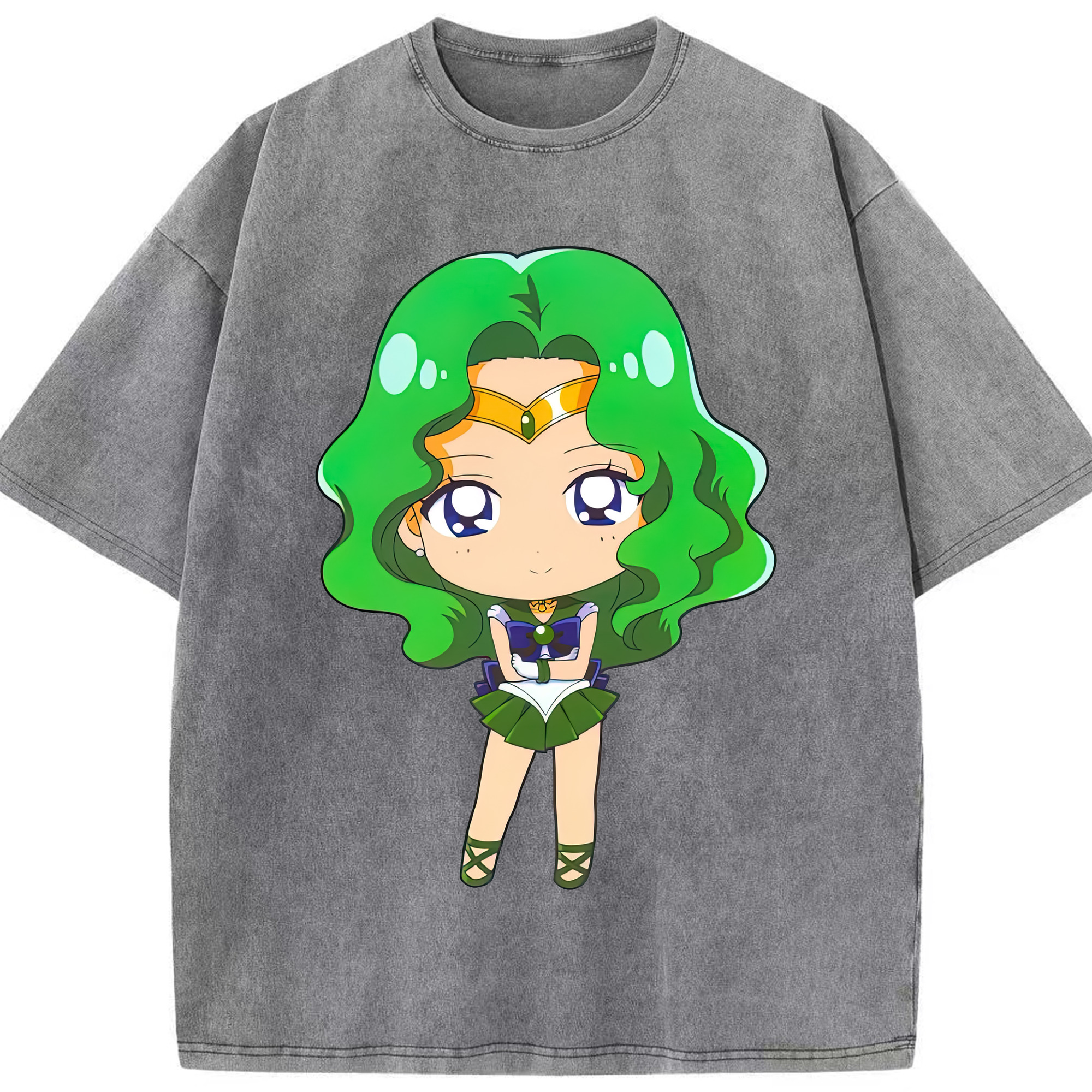（画像用） 美少女戦士セーラームーン 海王 みちる（かいおう みちる） Sailor Moon Kaiou Michiru 綿100% ヴィンテージ風 半袖Tシャツ（フロントプリント）