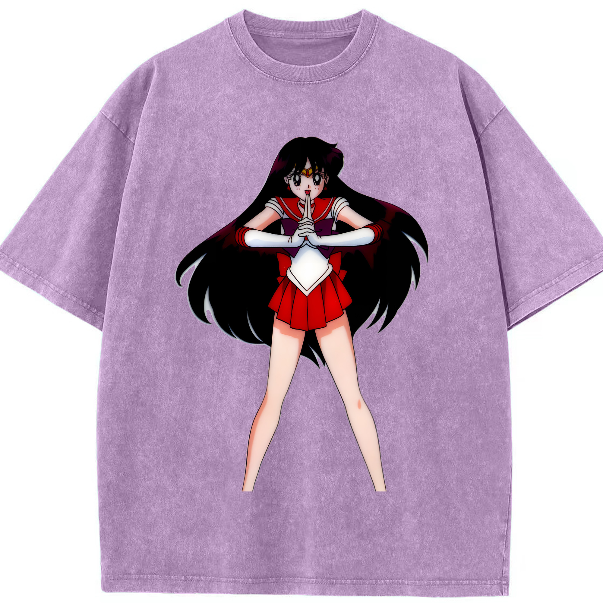 （画像用） 美少女戦士セーラームーン 火野レイ ひの レイ Sailor Moon Hino Rei （セーラーマーズ,Sailor Mars） 綿100% ヴィンテージ風 半袖Tシャツ（フロントプリント）