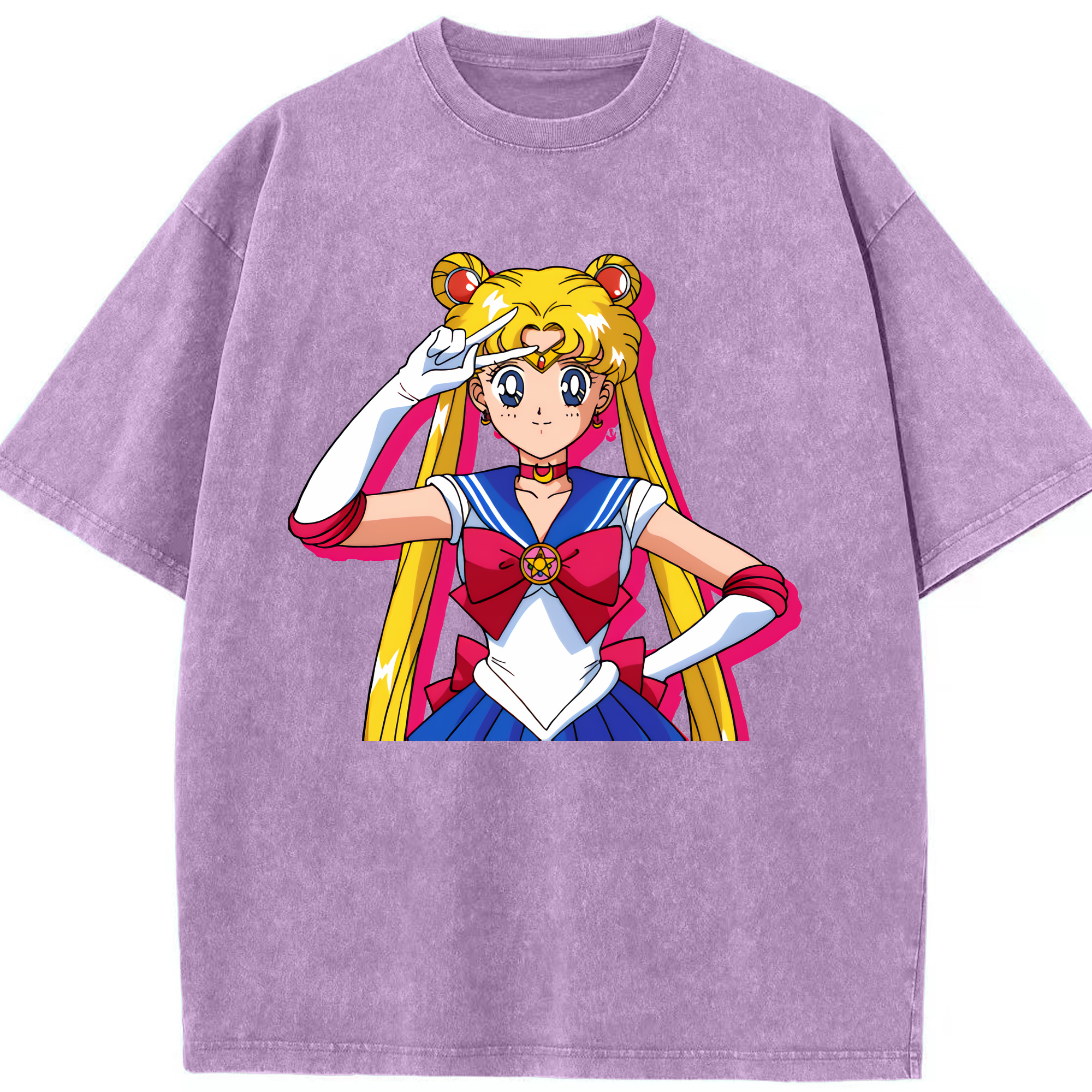（画像用） 美少女戦士セーラームーン 月野 うさぎ つきの うさぎ Sailor Moon Tsukino Usagi 綿100% ヴィンテージ風 半袖Tシャツ（フロントプリント）