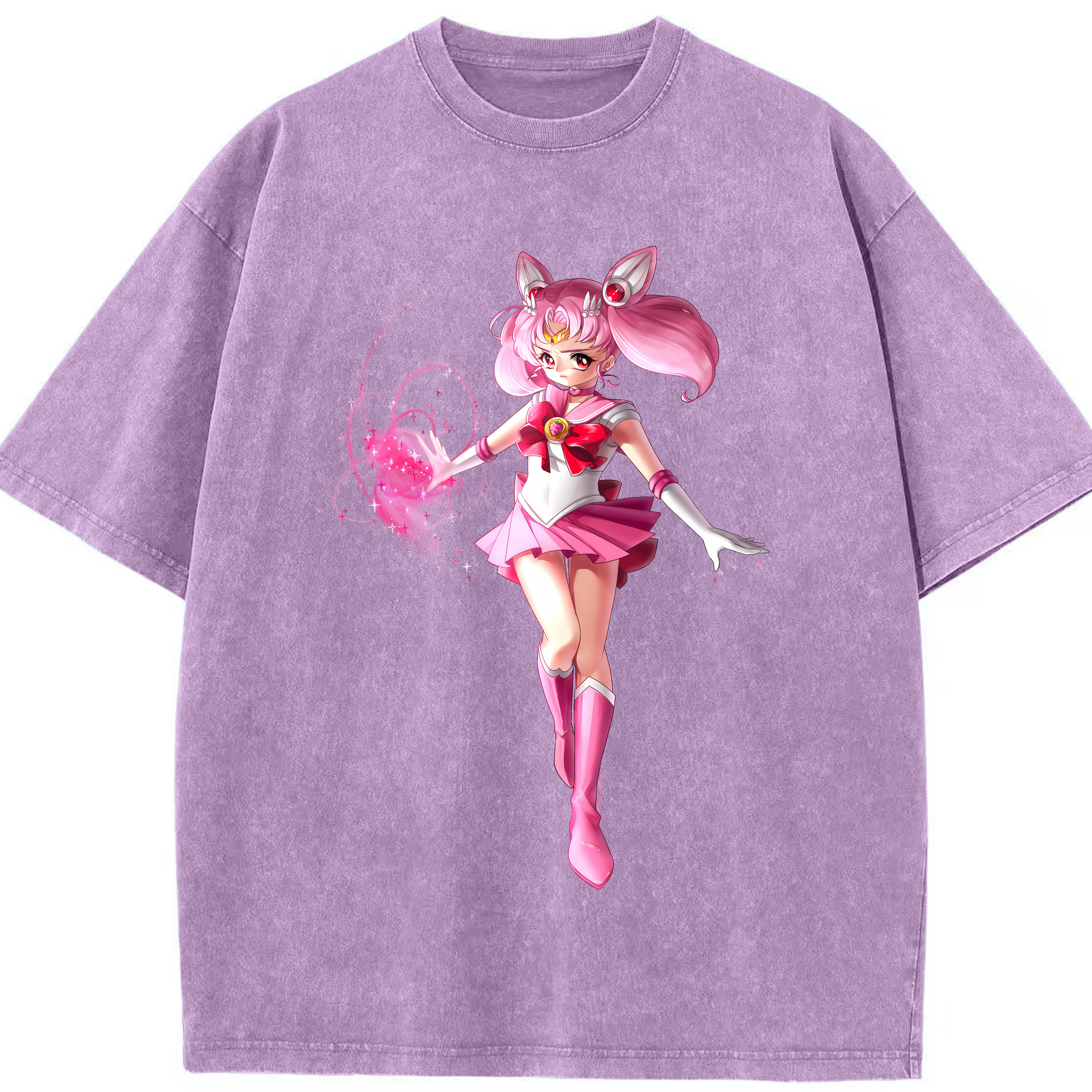 （画像用） 美少女戦士セーラームーン ちびうさ Sailor Moon Chibiusa Tsukino Usagi Small Lady Serenity 綿100% ヴィンテージ風 半袖Tシャツ（フロントプリント）