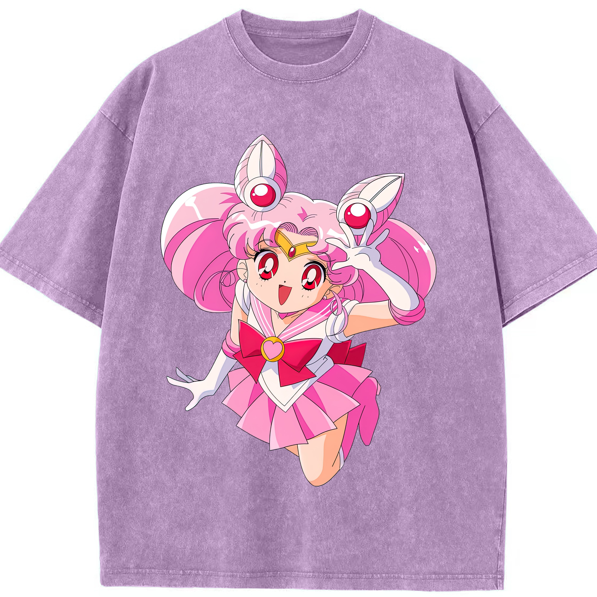 （画像用） 美少女戦士セーラームーン ちびうさ Sailor Moon Chibiusa Tsukino Usagi Small Lady Serenity 綿100% ヴィンテージ風 半袖Tシャツ（フロントプリント）