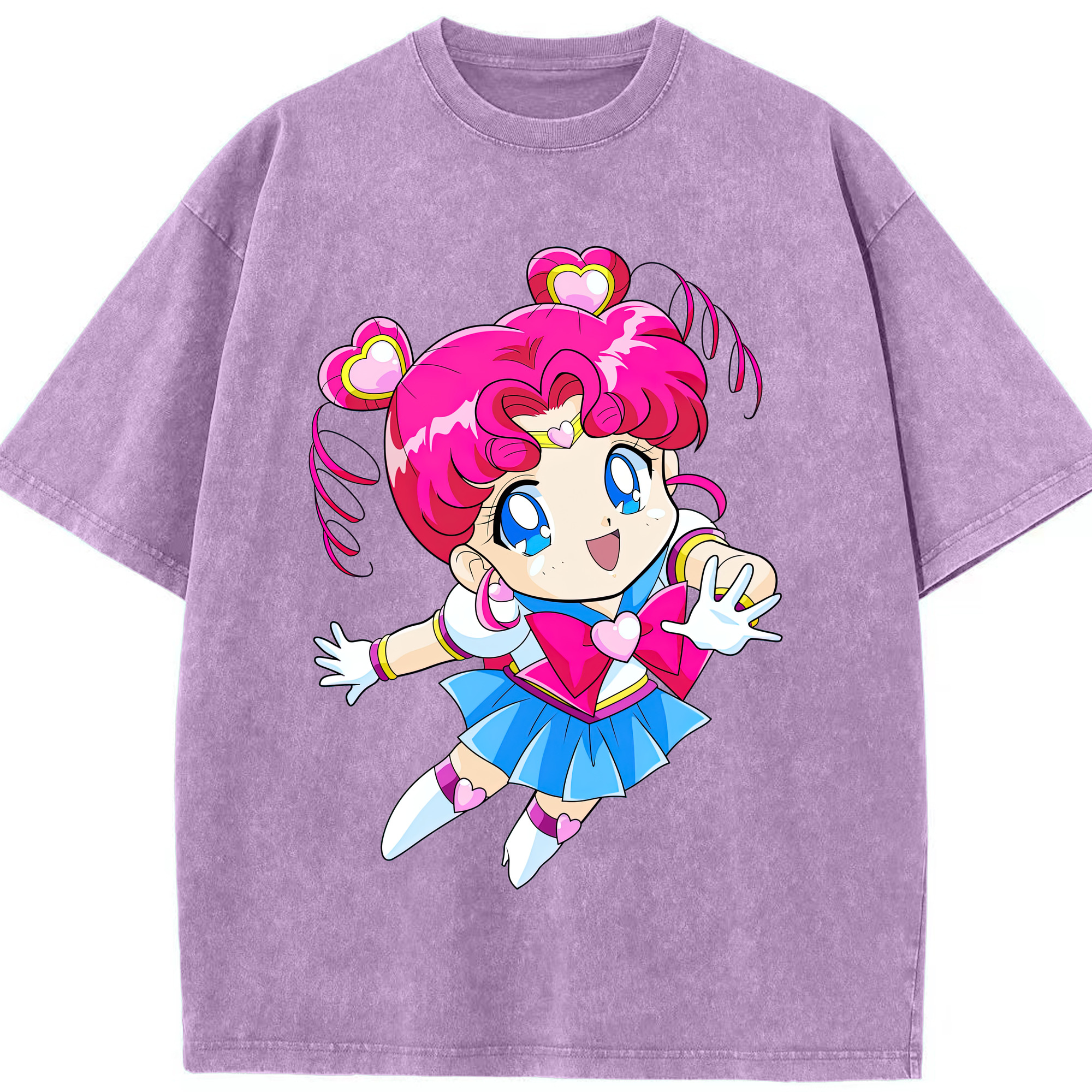 （画像用） 美少女戦士セーラームーン ちびうさ Sailor Moon Chibiusa Tsukino Usagi Small Lady Serenity 綿100% ヴィンテージ風 半袖Tシャツ（フロントプリント）