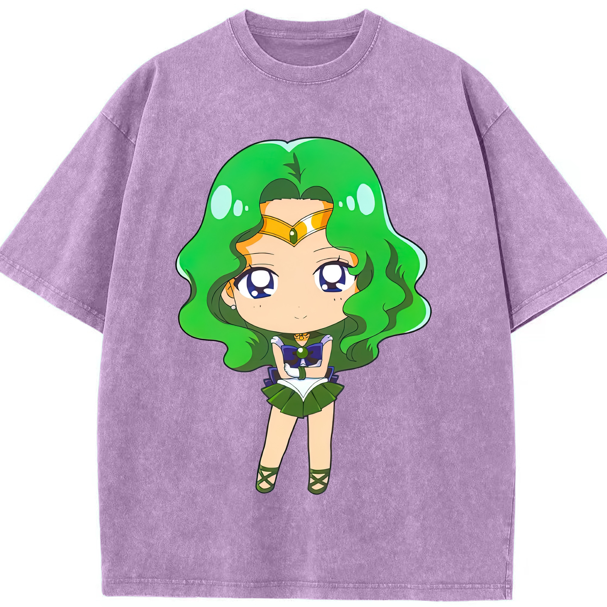 （画像用） 美少女戦士セーラームーン 海王 みちる（かいおう みちる） Sailor Moon Kaiou Michiru 綿100% ヴィンテージ風 半袖Tシャツ（フロントプリント）