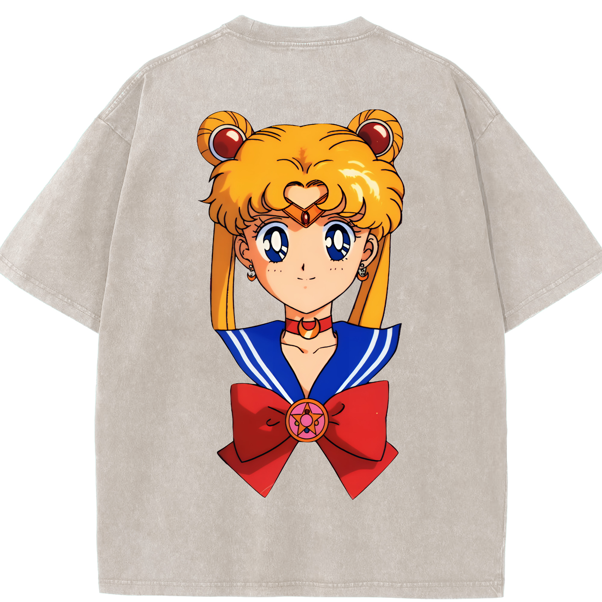 （画像用） 美少女戦士セーラームーン 月野 うさぎ つきの うさぎ Sailor Moon Tsukino Usagi 綿100% ヴィンテージ風 半袖Tシャツ（背面プリント）