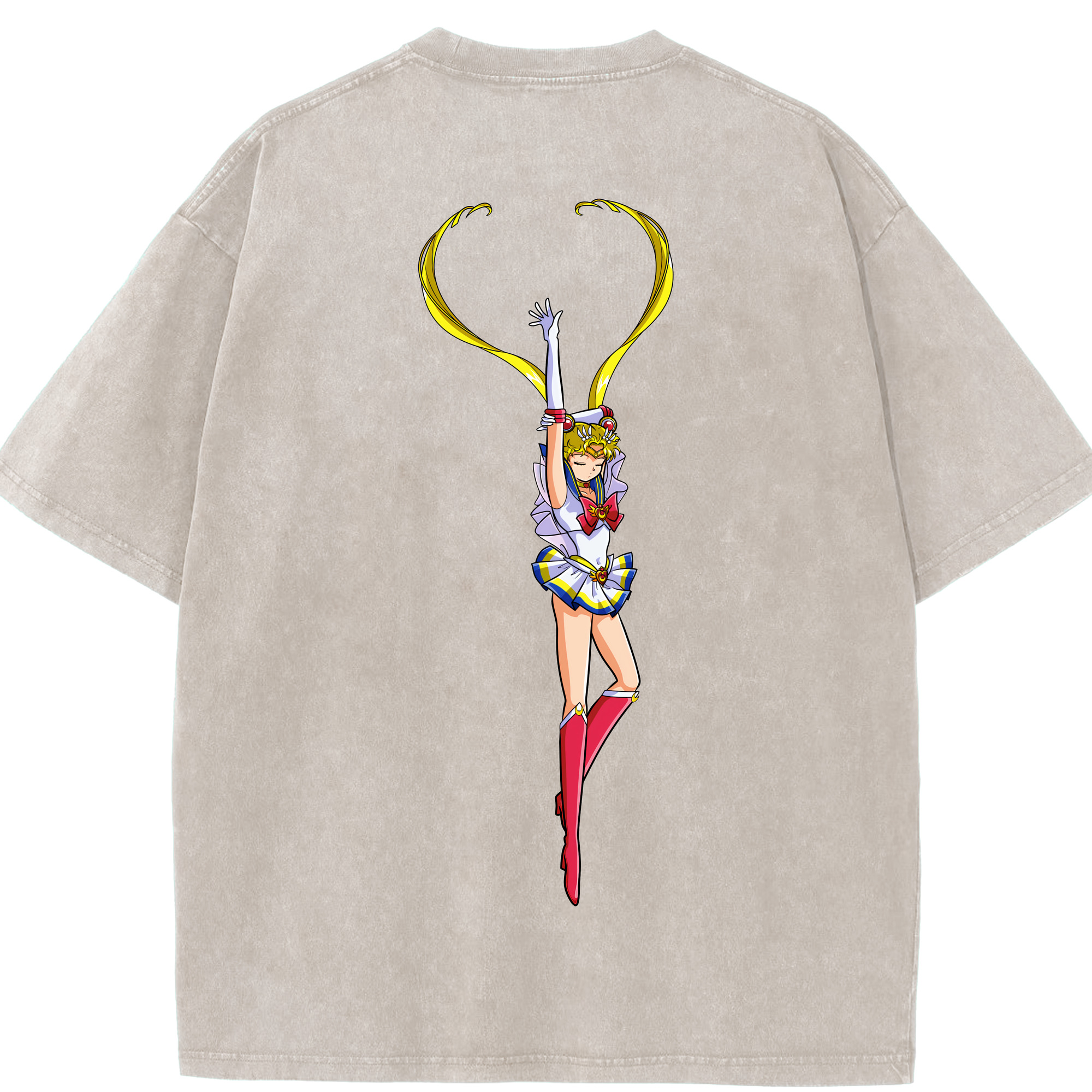 （画像用） 美少女戦士セーラームーン 月野 うさぎ つきの うさぎ Sailor Moon Tsukino Usagi 綿100% ヴィンテージ風 半袖Tシャツ（背面プリント）