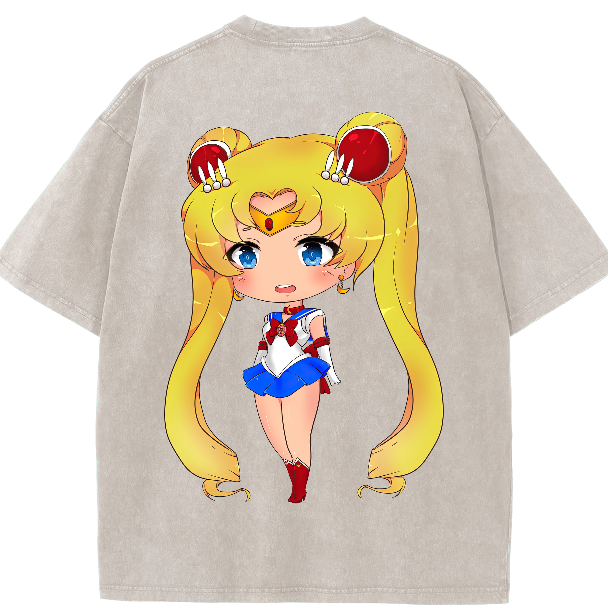 （画像用） 美少女戦士セーラームーン 月野 うさぎ つきの うさぎ Sailor Moon Tsukino Usagi 綿100% ヴィンテージ風 半袖Tシャツ（背面プリント）