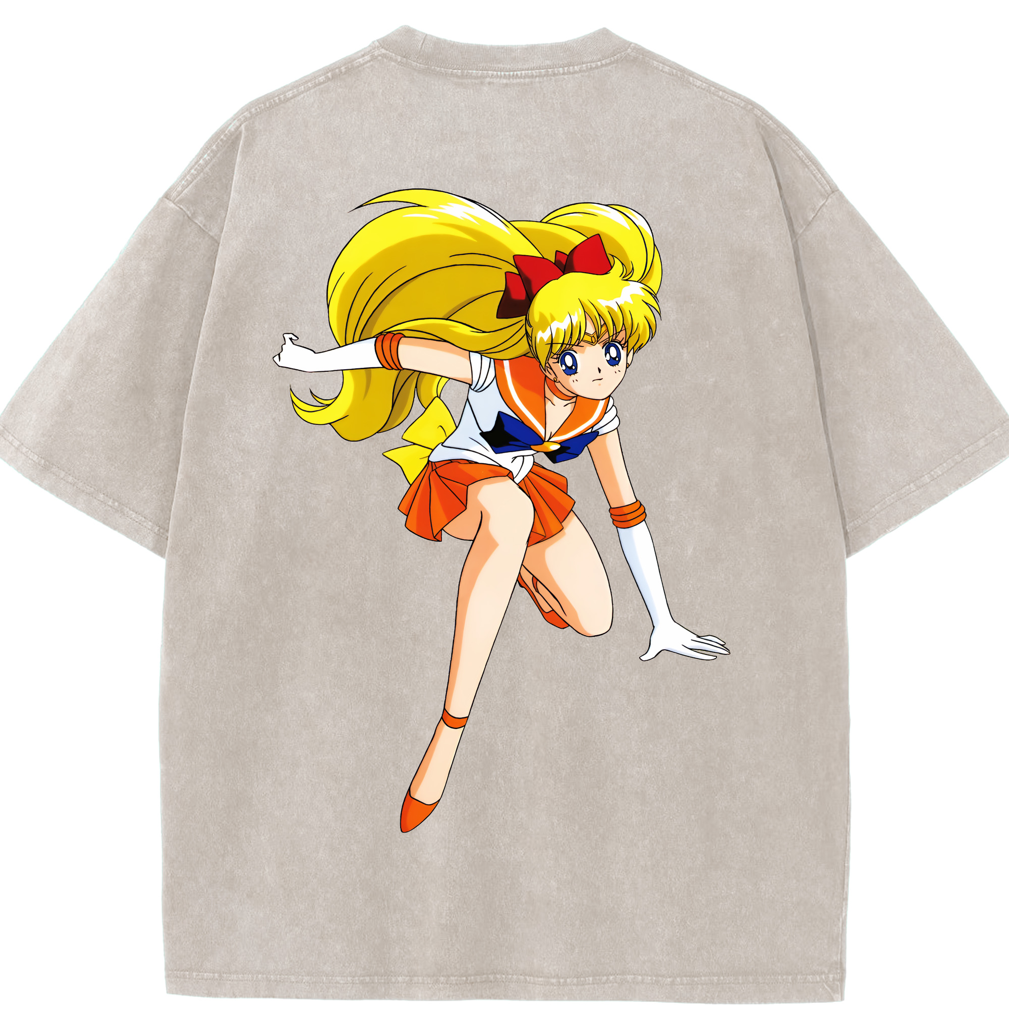 （画像用） 美少女戦士セーラームーン 愛野 美奈子 あいの みなこ Sailor Moon Aino Minako 綿100% ヴィンテージ風 半袖Tシャツ（背面プリント）