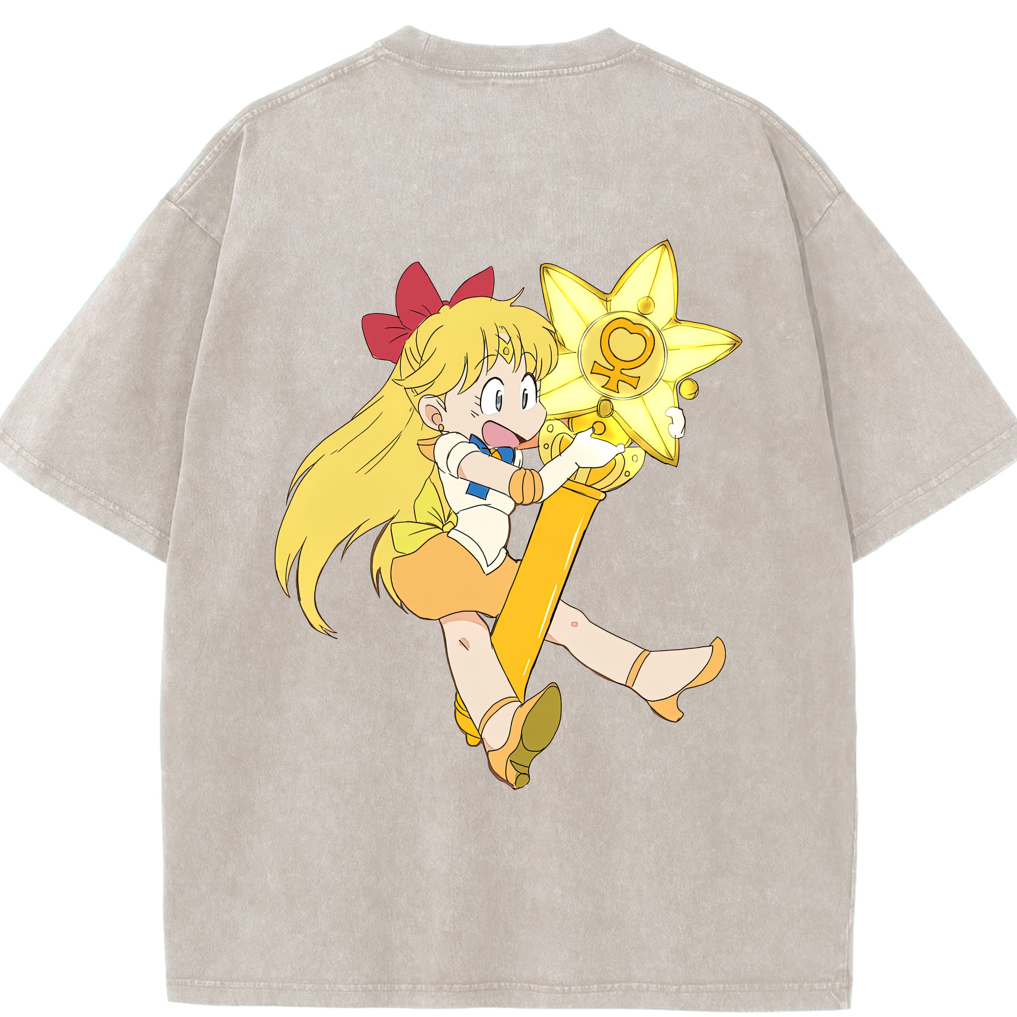 （画像用） 美少女戦士セーラームーン 愛野 美奈子 あいの みなこ Sailor Moon Aino Minako 綿100% ヴィンテージ風 半袖Tシャツ（背面プリント）