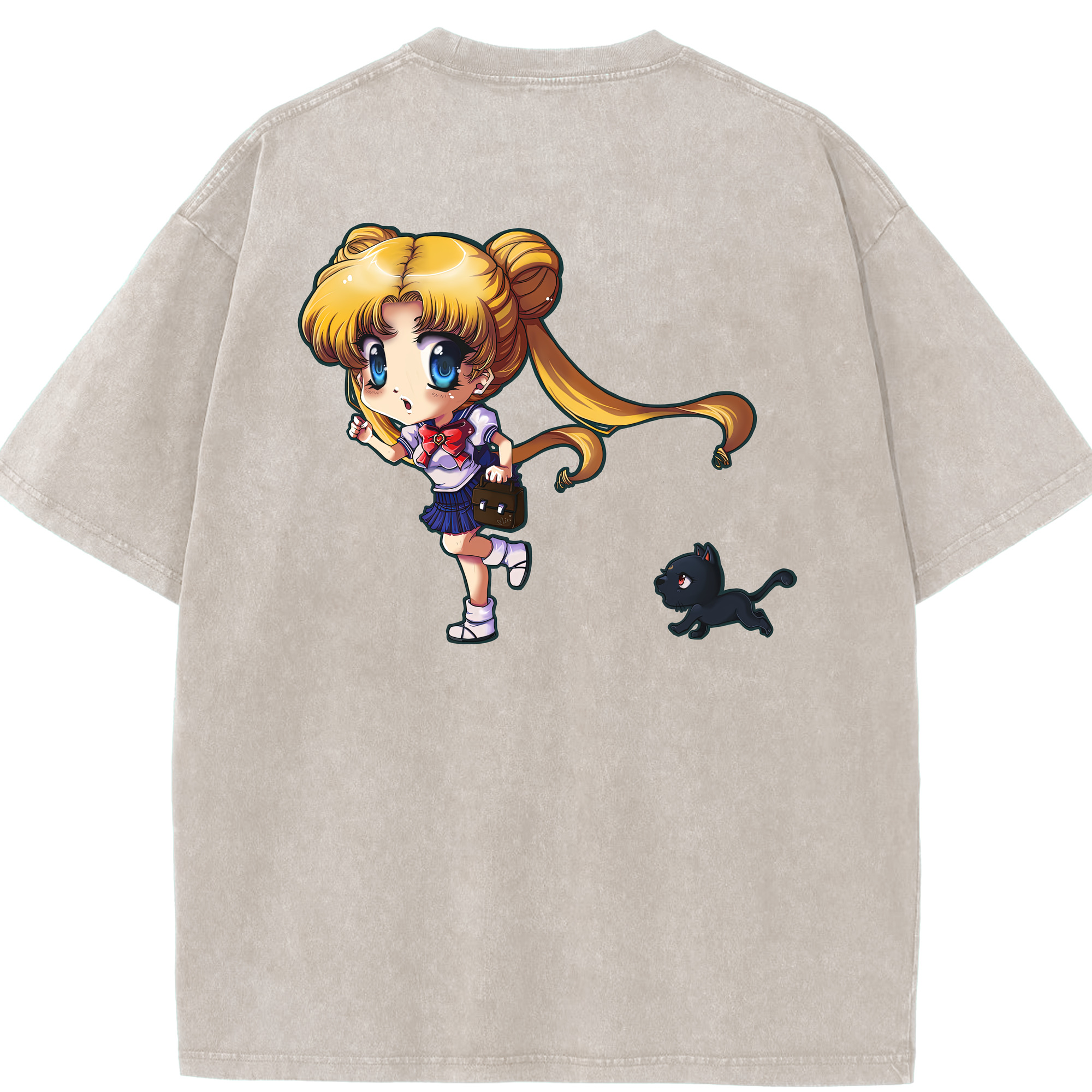 （画像用） 美少女戦士セーラームーン 愛野 美奈子 あいの みなこ Sailor Moon Aino Minako 綿100% ヴィンテージ風 半袖Tシャツ（背面プリント）