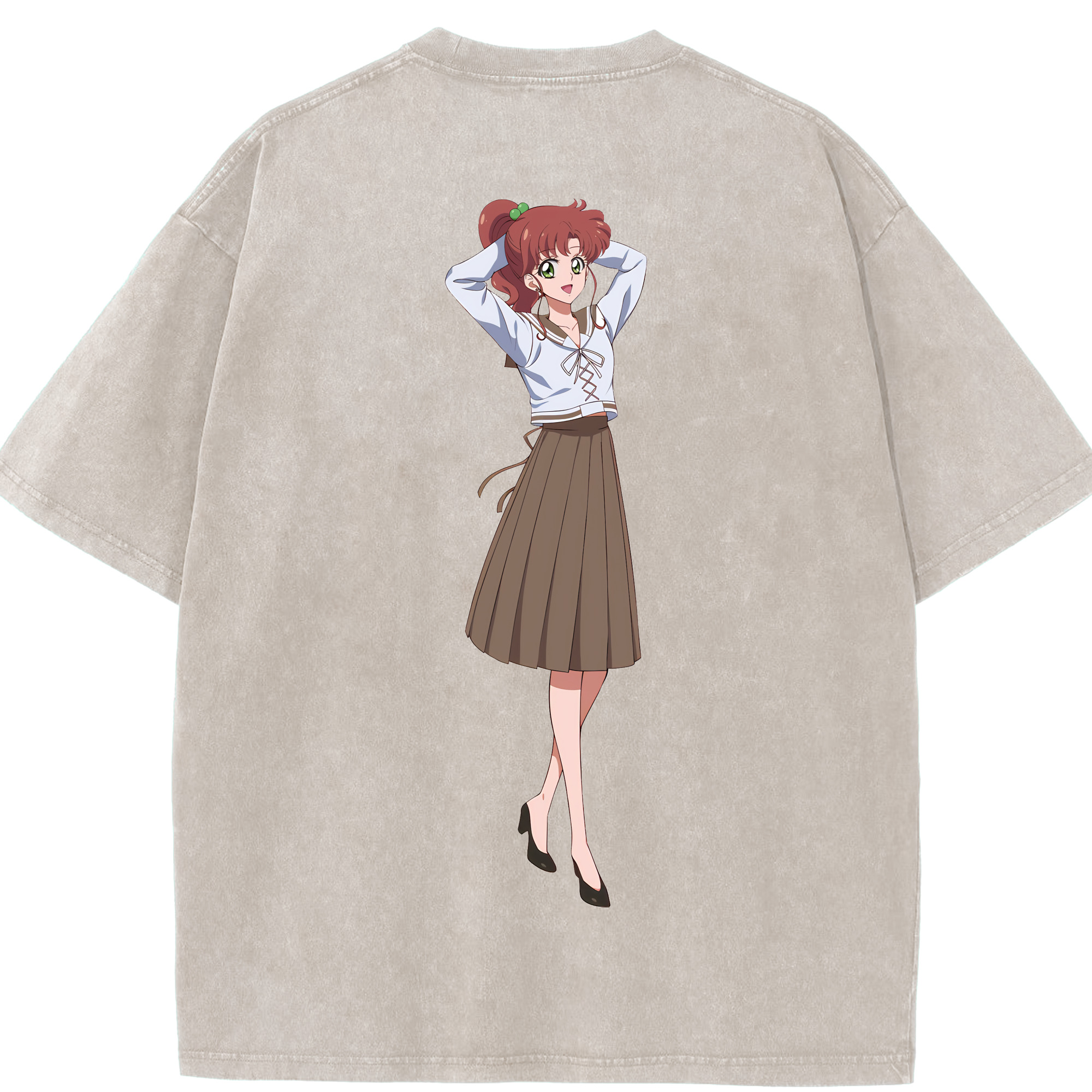（画像用） 美少女戦士セーラームーン 木野 まこと きの まこと Sailor Moon Kino Makoto （セーラージュピター；Sailor Jupiter） 綿100% ヴィンテージ風 半袖Tシャツ（背面プリント）