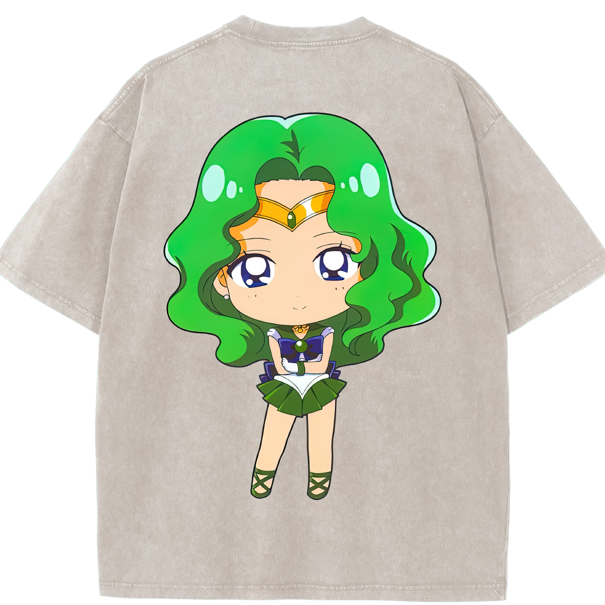 （画像用） 美少女戦士セーラームーン 海王 みちる（かいおう みちる） Sailor Moon Kaiou Michiru 綿100% ヴィンテージ風 半袖Tシャツ（背面プリント）