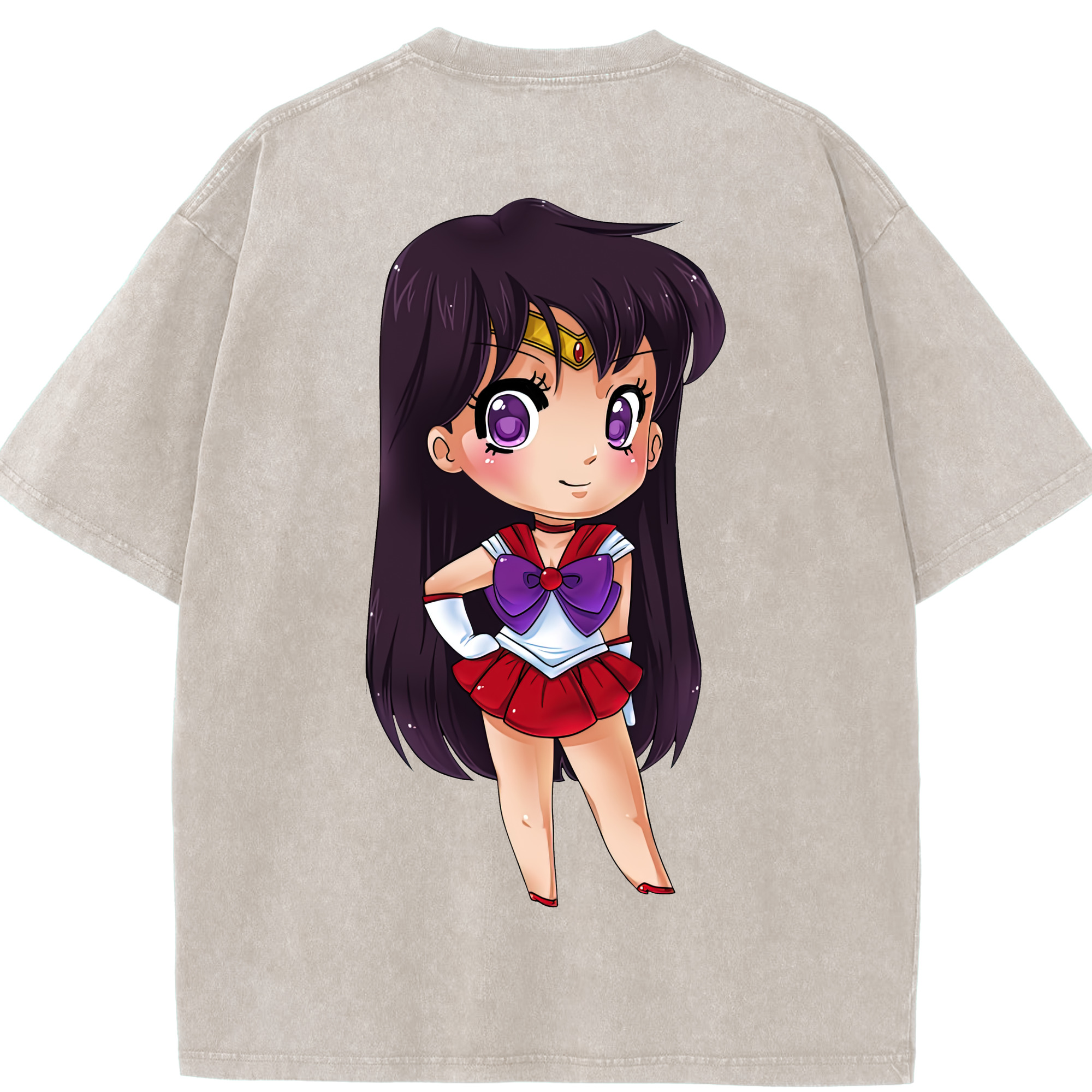 （画像用） 美少女戦士セーラームーン 火野レイ ひの レイ Sailor Moon Hino Rei （セーラーマーズ,Sailor Mars） 綿100% ヴィンテージ風 半袖Tシャツ（背面プリント）