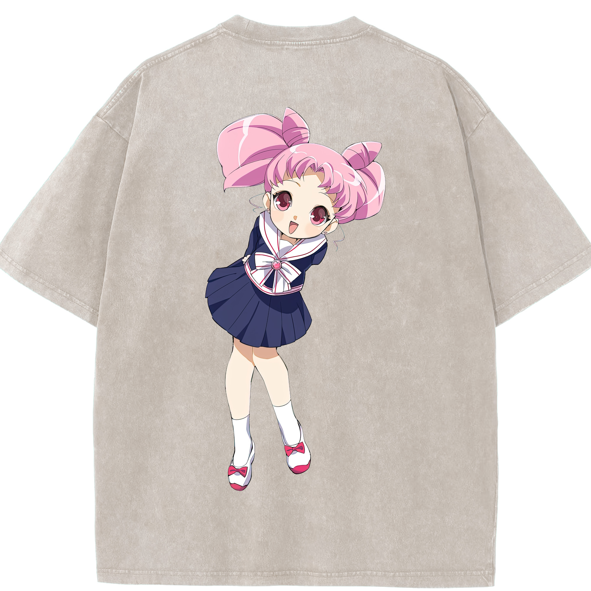 （画像用） 美少女戦士セーラームーン ちびうさ Sailor Moon Chibiusa Tsukino Usagi Small Lady Serenity 綿100% ヴィンテージ風 半袖Tシャツ（背面プリント）
