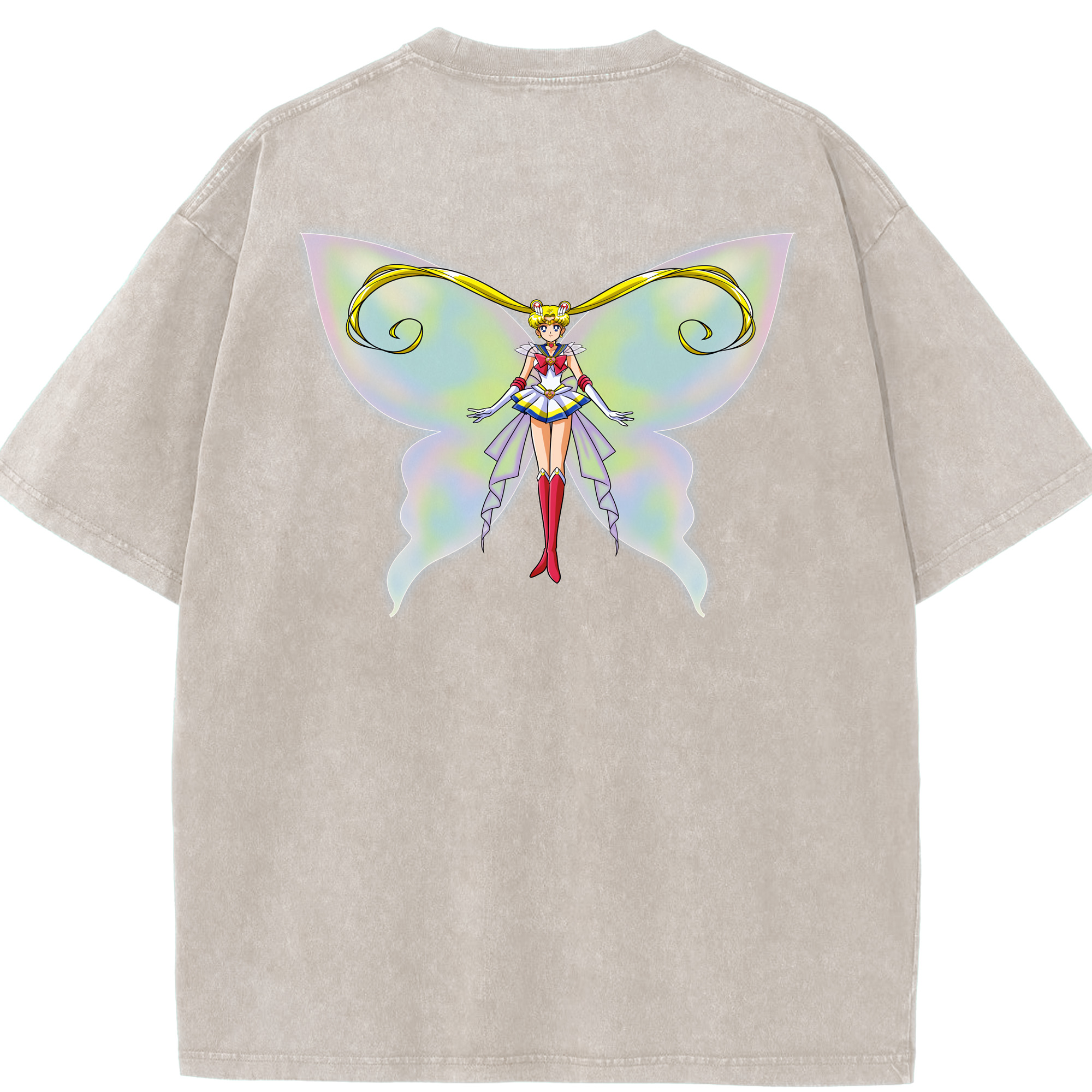 （画像用） 美少女戦士セーラームーン 月野 うさぎ つきの うさぎ Sailor Moon Tsukino Usagi 綿100% ヴィンテージ風 半袖Tシャツ（背面プリント）