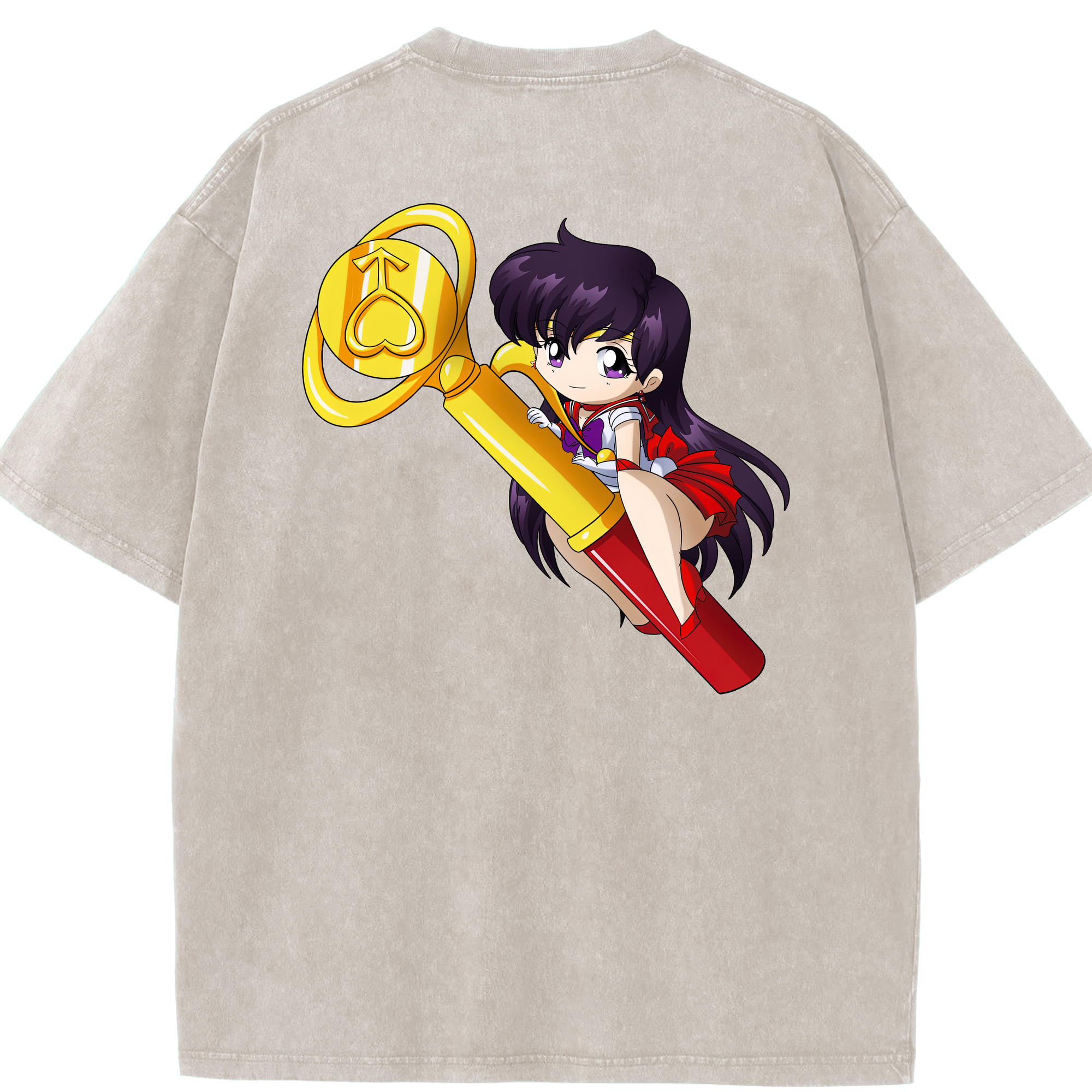 （画像用） 美少女戦士セーラームーン 火野レイ ひの レイ Sailor Moon Hino Rei （セーラーマーズ,Sailor Mars） 綿100% ヴィンテージ風 半袖Tシャツ（背面プリント）