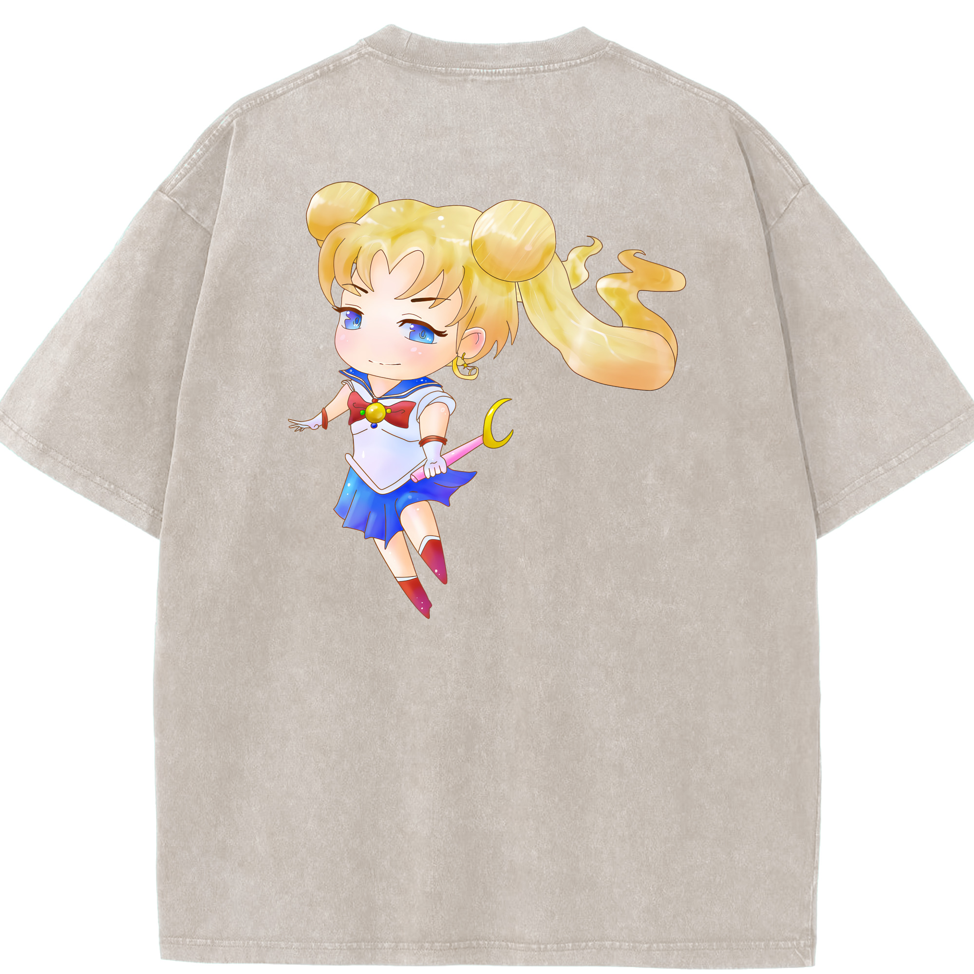 （画像用） 美少女戦士セーラームーン 愛野 美奈子 あいの みなこ Sailor Moon Aino Minako 綿100% ヴィンテージ風 半袖Tシャツ（背面プリント）