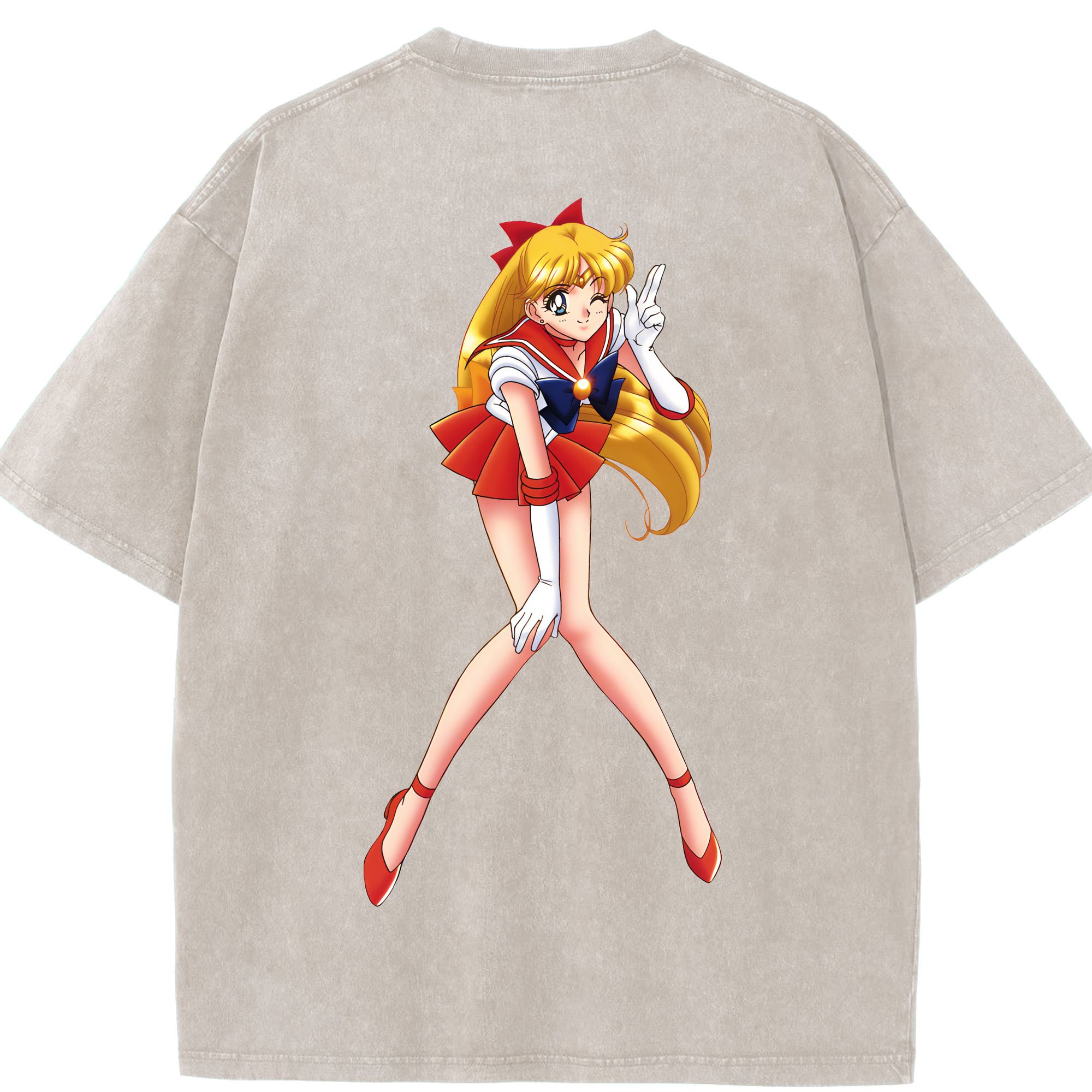 （画像用） 美少女戦士セーラームーン 愛野 美奈子 あいの みなこ Sailor Moon Aino Minako 綿100% ヴィンテージ風 半袖Tシャツ（背面プリント）