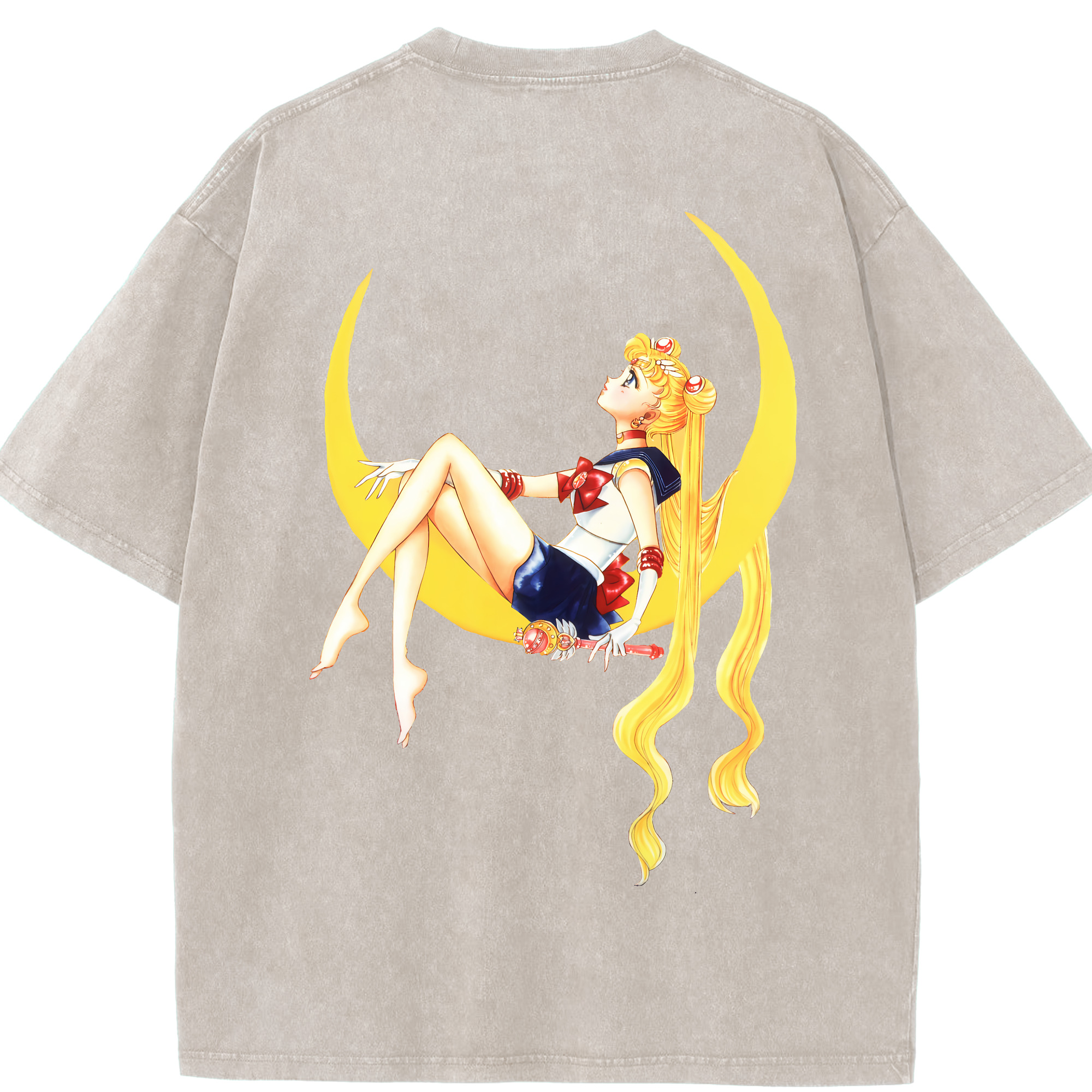 （画像用） 美少女戦士セーラームーン 月野 うさぎ つきの うさぎ Sailor Moon Tsukino Usagi 綿100% ヴィンテージ風 半袖Tシャツ（背面プリント）