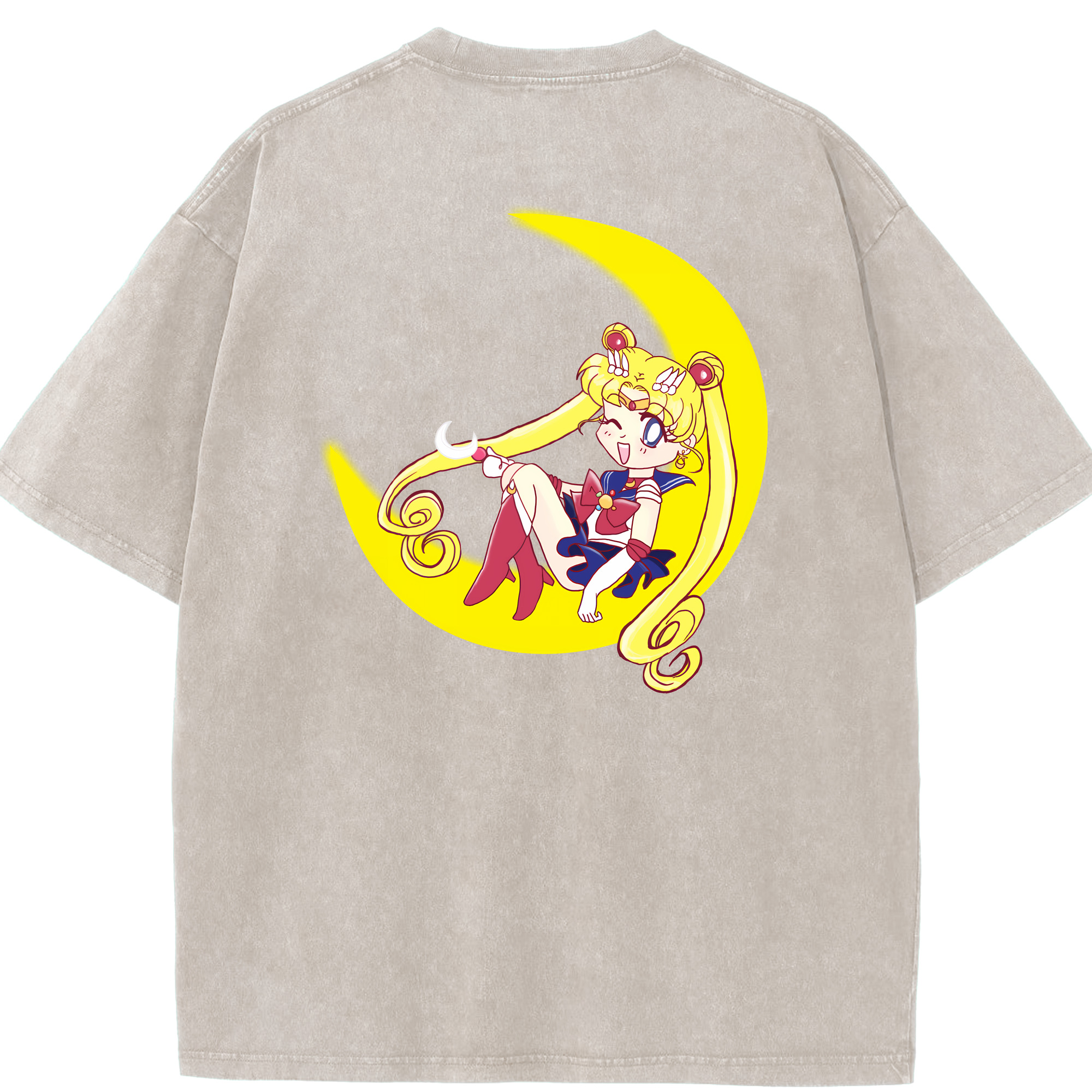 （画像用） 美少女戦士セーラームーン 月野 うさぎ つきの うさぎ Sailor Moon Tsukino Usagi 綿100% ヴィンテージ風 半袖Tシャツ（背面プリント）