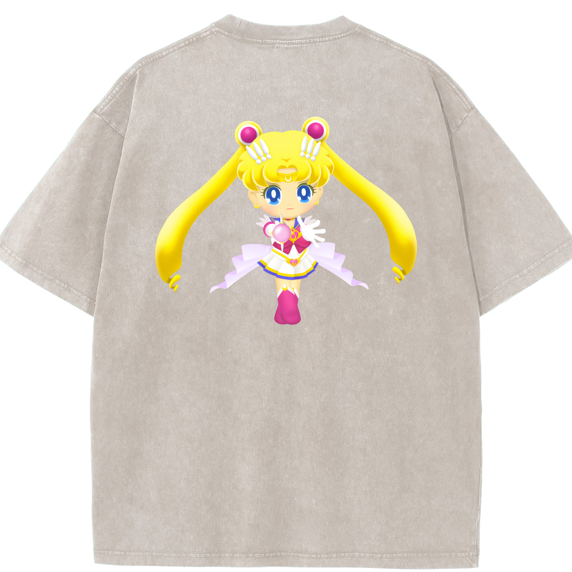 （画像用） 美少女戦士セーラームーン 月野 うさぎ つきの うさぎ Sailor Moon Tsukino Usagi 綿100% ヴィンテージ風 半袖Tシャツ（背面プリント）