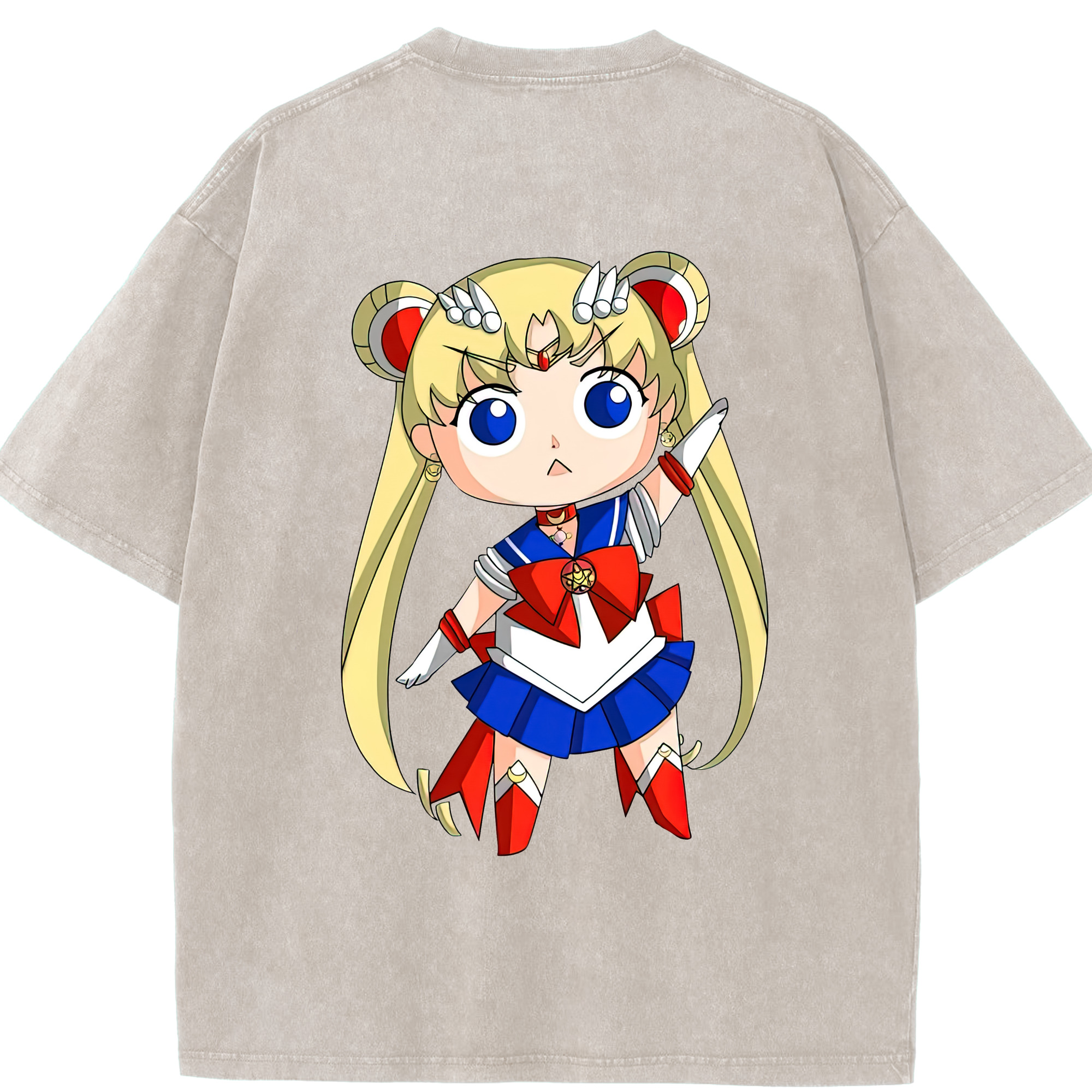 （画像用） 美少女戦士セーラームーン 月野 うさぎ つきの うさぎ Sailor Moon Tsukino Usagi 綿100% ヴィンテージ風 半袖Tシャツ（背面プリント）