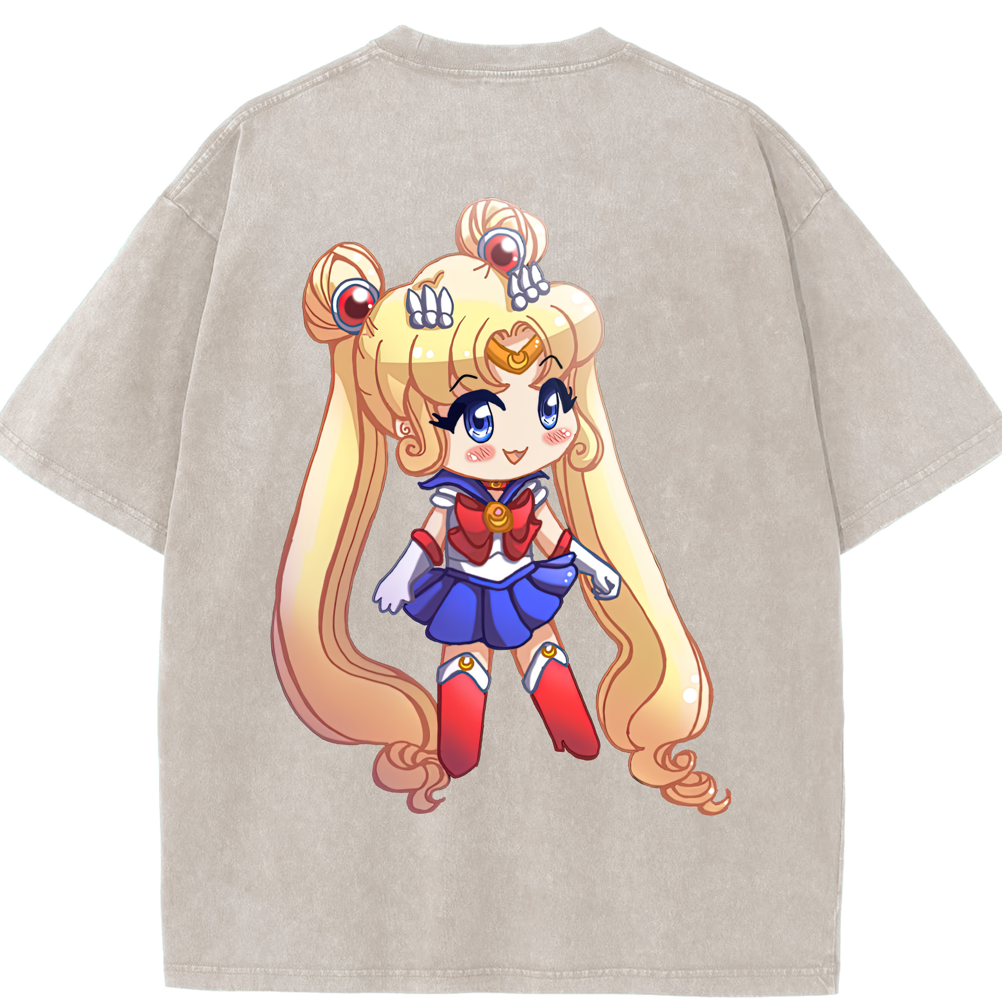 （画像用） 美少女戦士セーラームーン 月野 うさぎ つきの うさぎ Sailor Moon Tsukino Usagi 綿100% ヴィンテージ風 半袖Tシャツ（背面プリント）