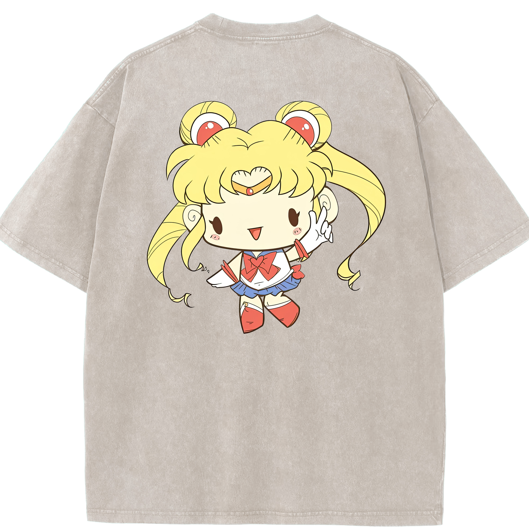 （画像用） 美少女戦士セーラームーン 月野 うさぎ つきの うさぎ Sailor Moon Tsukino Usagi 綿100% ヴィンテージ風 半袖Tシャツ（背面プリント）